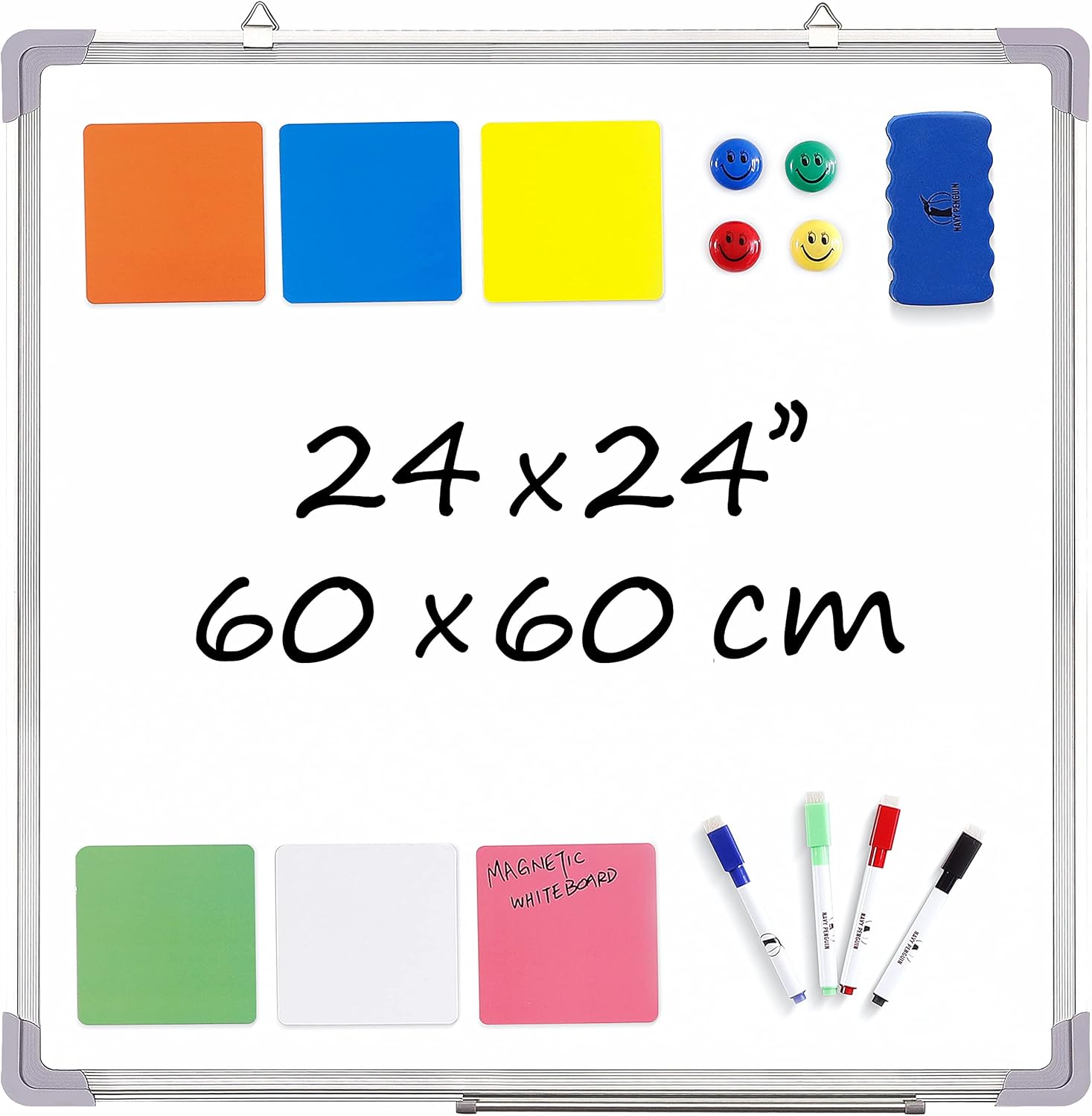 Set di lavagne a secco 24 x 24 pollici con 1 gomma magnetica, 4 pennarelli a secco, 4 magneti e 6 etichette magnetiche - Promemoria appeso a parete Kanban White Board per casa e ufficio (24x24 pollici)