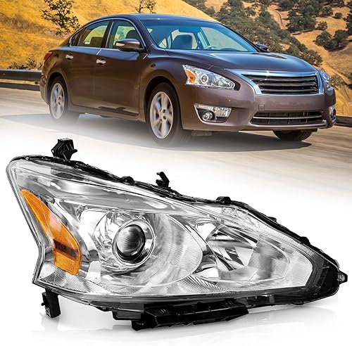Miniatura 10 de Conjunto de faros delanteros para Nissan Altima Sedan 2013-2015, repuesto para Nissan Altima Sedan 2013, 2014, 2015, con carcasa cromada, reflector