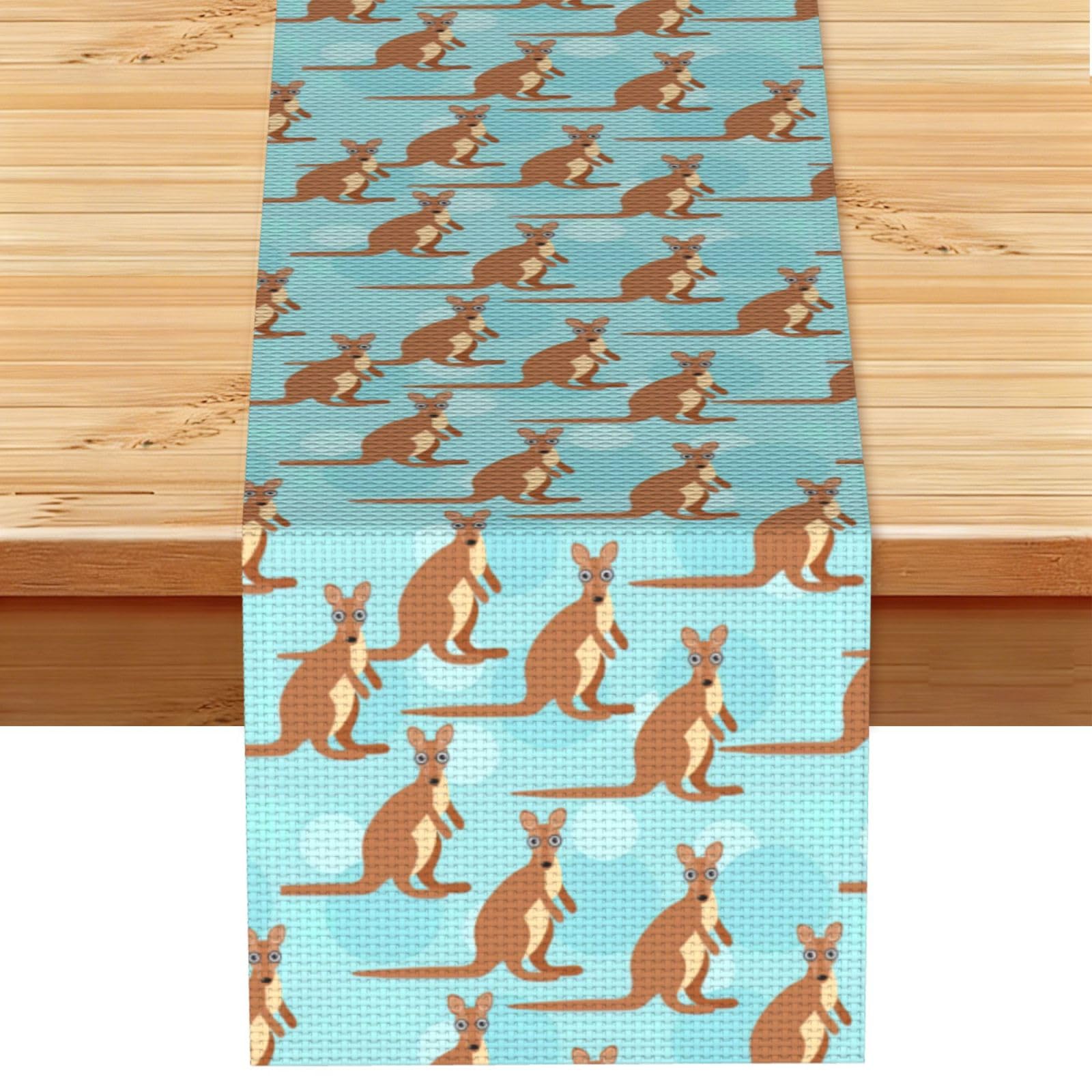 Yyoretp Black Funny For Kangaroo Zoo Print Table Runner For Home Hotel Dining Kitchen Party Indoor Outdoor Decor,13X72 Inch