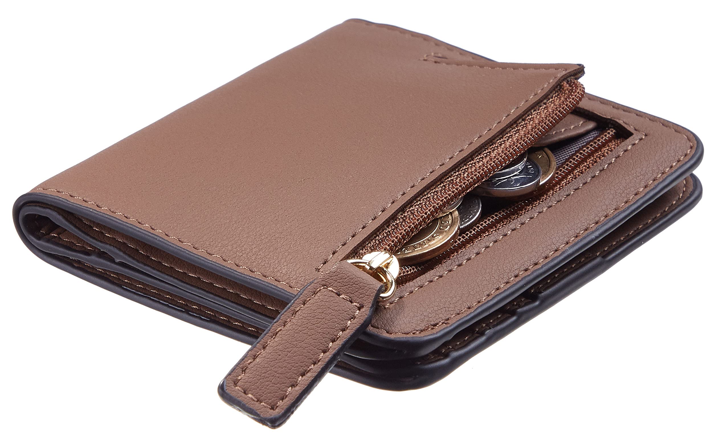 Toughergun Women’s Small Slim Leather Wallet with RFID Protection, Compact Bifold Mini Purse with Clear ID Window