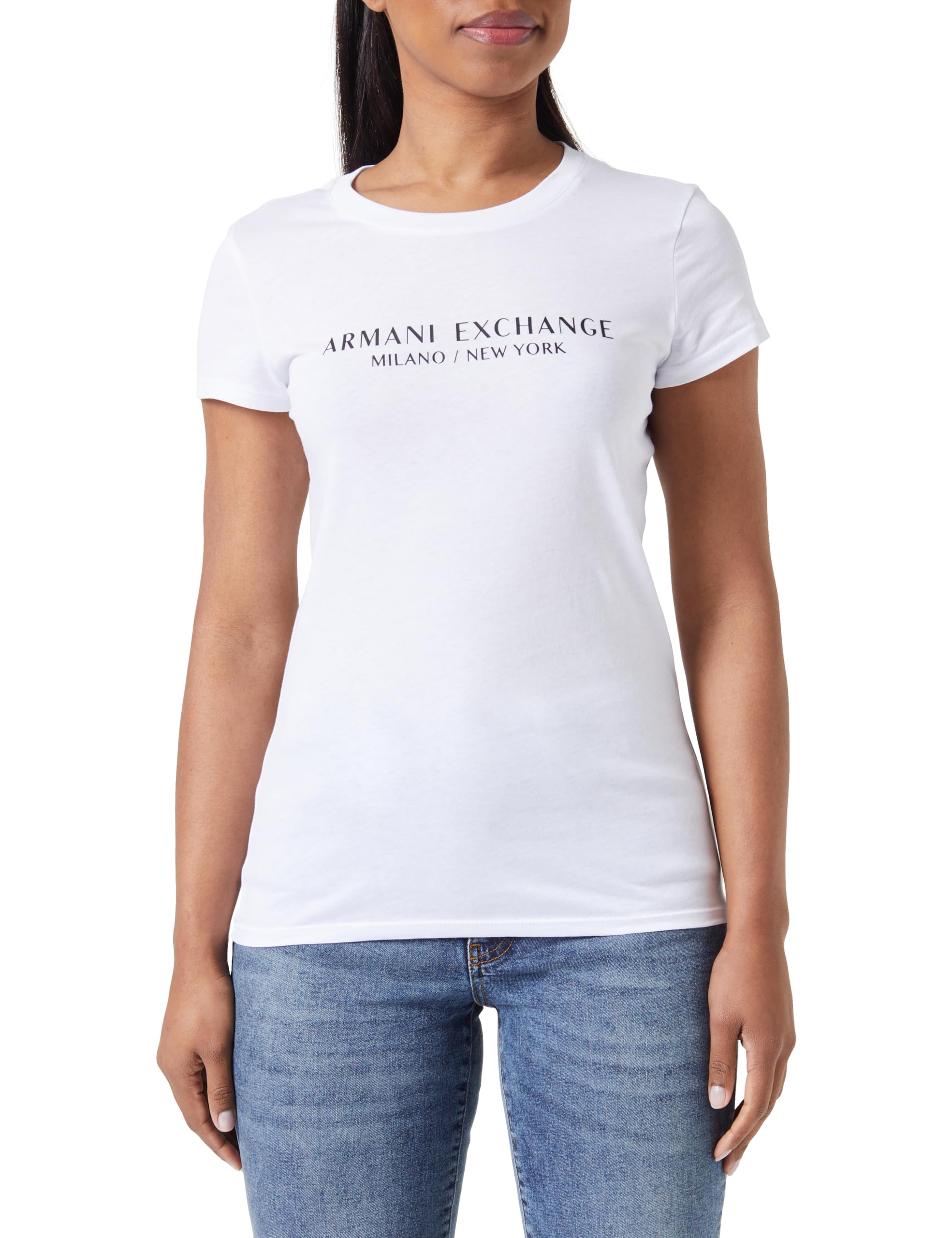 Armani Exchange Mujer Color Blanco. Camiseta De Manga Corta Para Milano New York Con Cuello Redondo, Xl