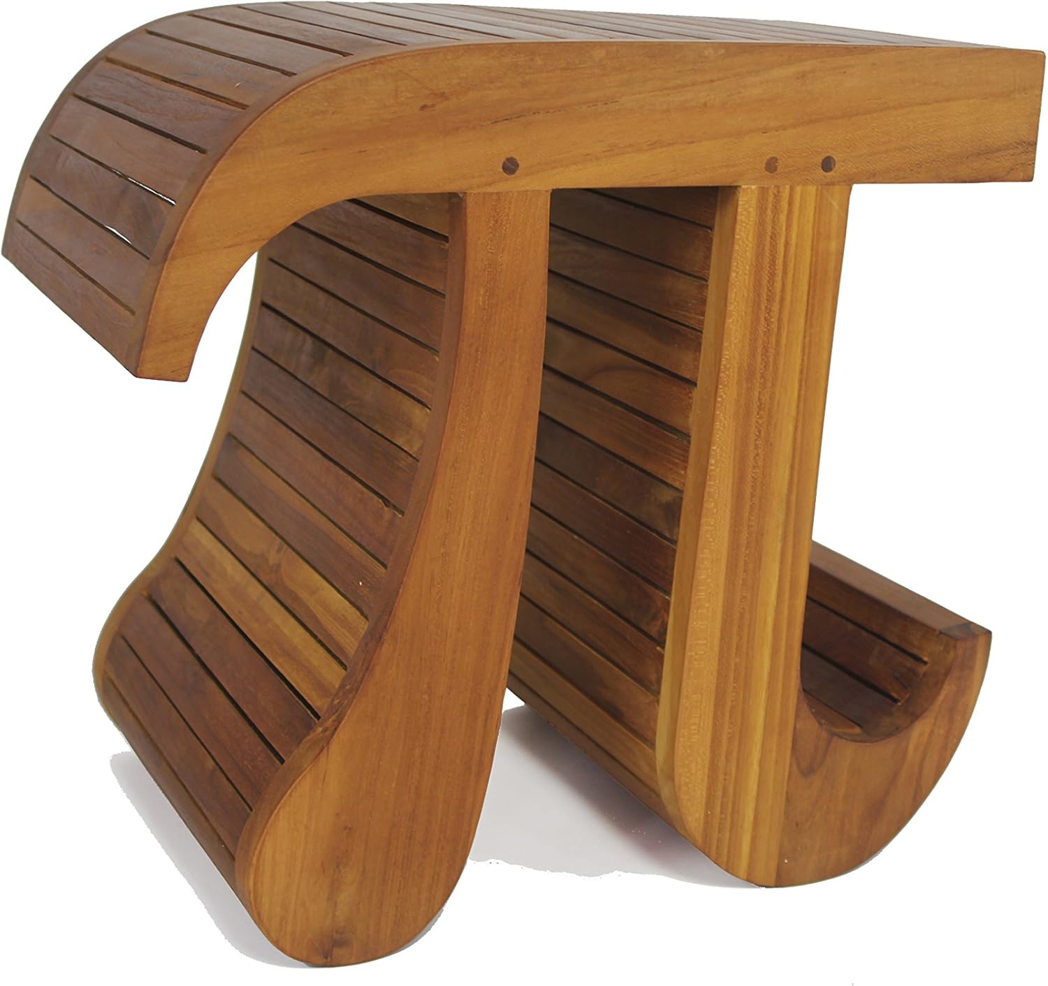 Pi-Shaped Teak Spa Bench with Curved Design