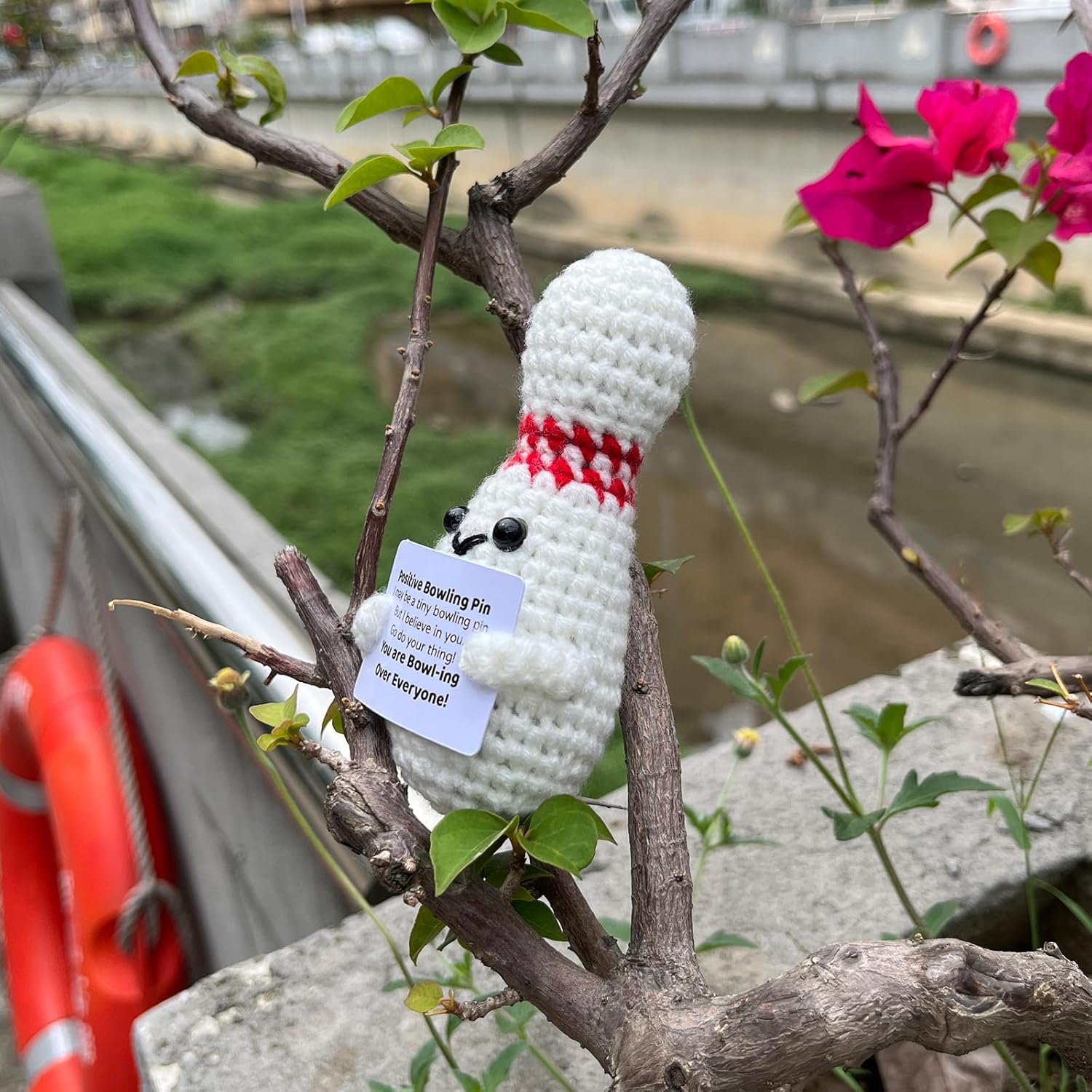 Crochet Bowling Pin Gifts, Emotional Support Bowling Pin Positive Cute Funny Cool Office Desk Decor Decorations for Women Men - Image 5
