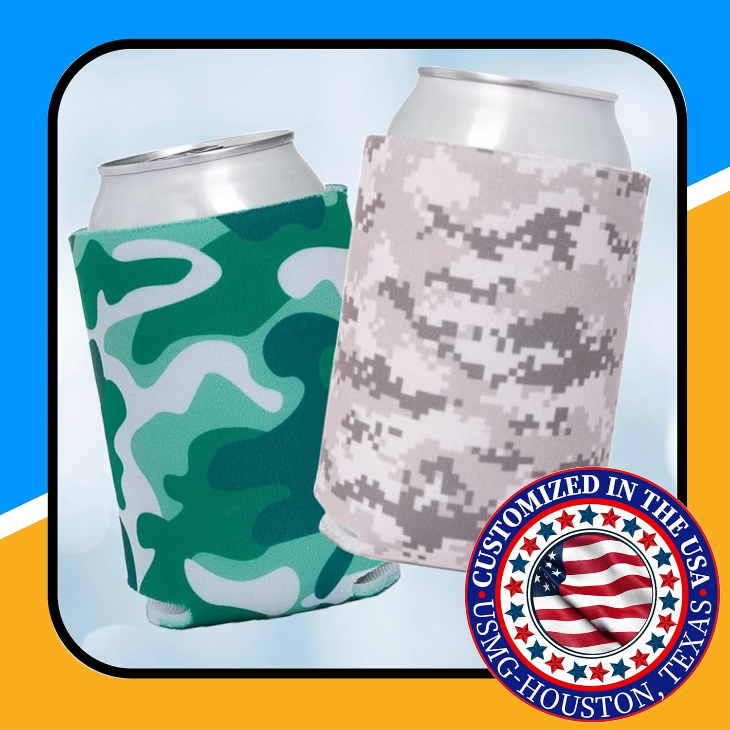 100 Pcs Blank Camo Colored Collapsible Can Coolers - Perfect for Sublimation Printing, HTV or Screen Print (Assorted Color)