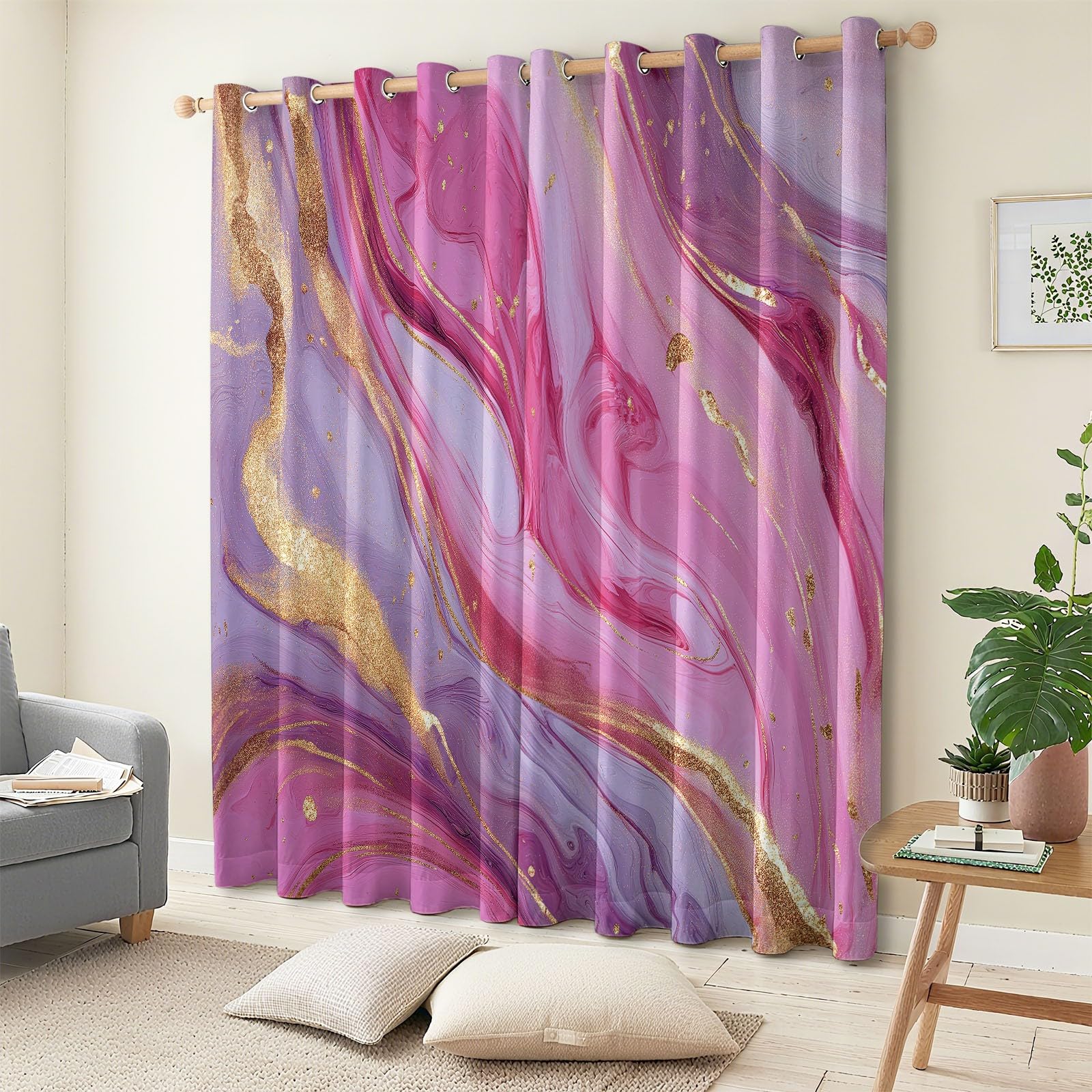 Zasłony zaciemniające, 140 x 250 cm, abstrakcyjny marmur ze złotymi akcentami, izolacja termiczna, zasłony na przelotkach dla dzieci, dziewcząt, dorosłych, zasłony z nadrukiem, do sypialni, salonu
