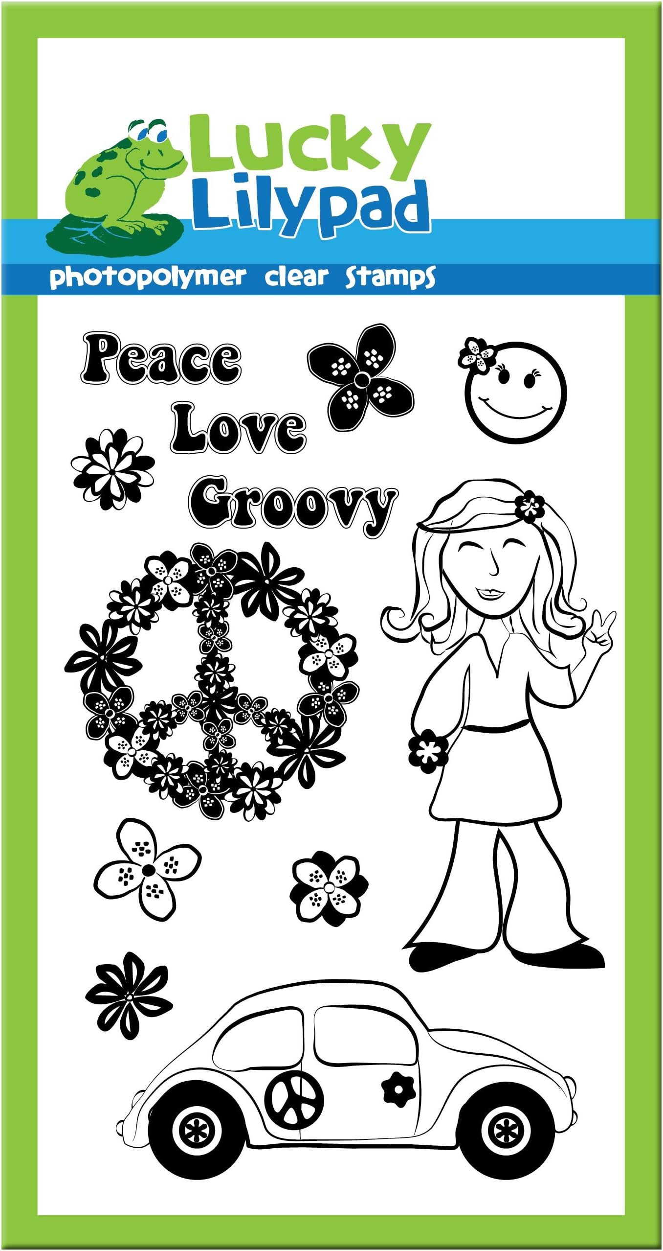 Lucky Lilypad Clear Stamp, Flower Power, 4 by 6-Inch