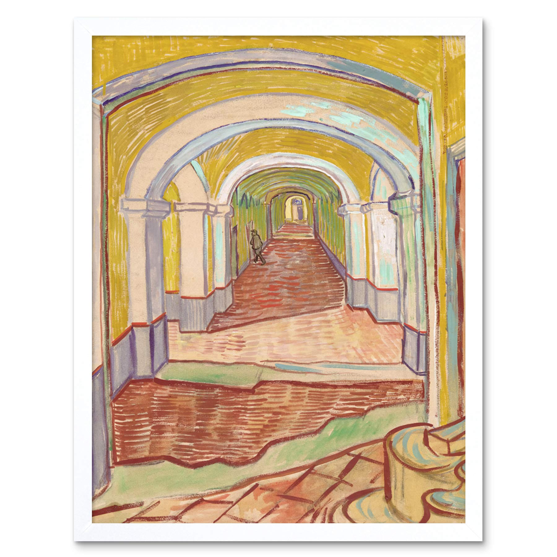 Artery8 Van Gogh Corridor In The Asylum Painting Art Print Framed Poster Wall Decor 12x16 inch