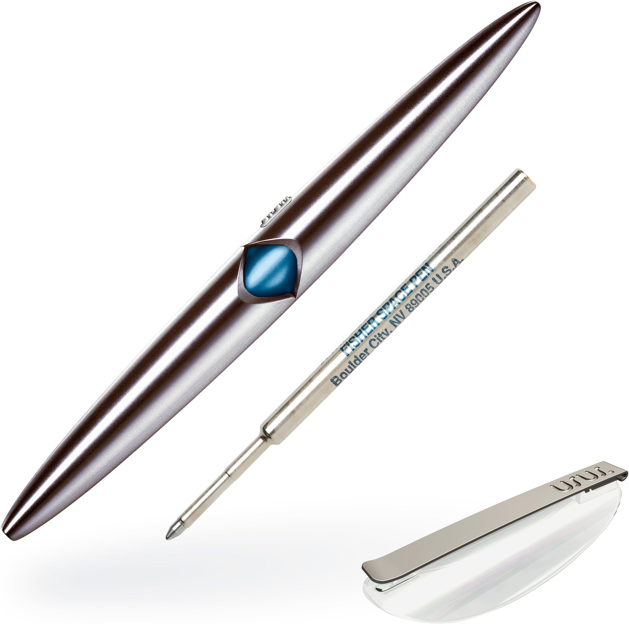 usus. io shiny + + + Fisher Space Pen Refill + + +/Click Clip + + + ballpoint pen with MAGNETIC Mechanism + + + made of aluminium with ceramic coating (Anodized) + + + BERLIN DESIGN