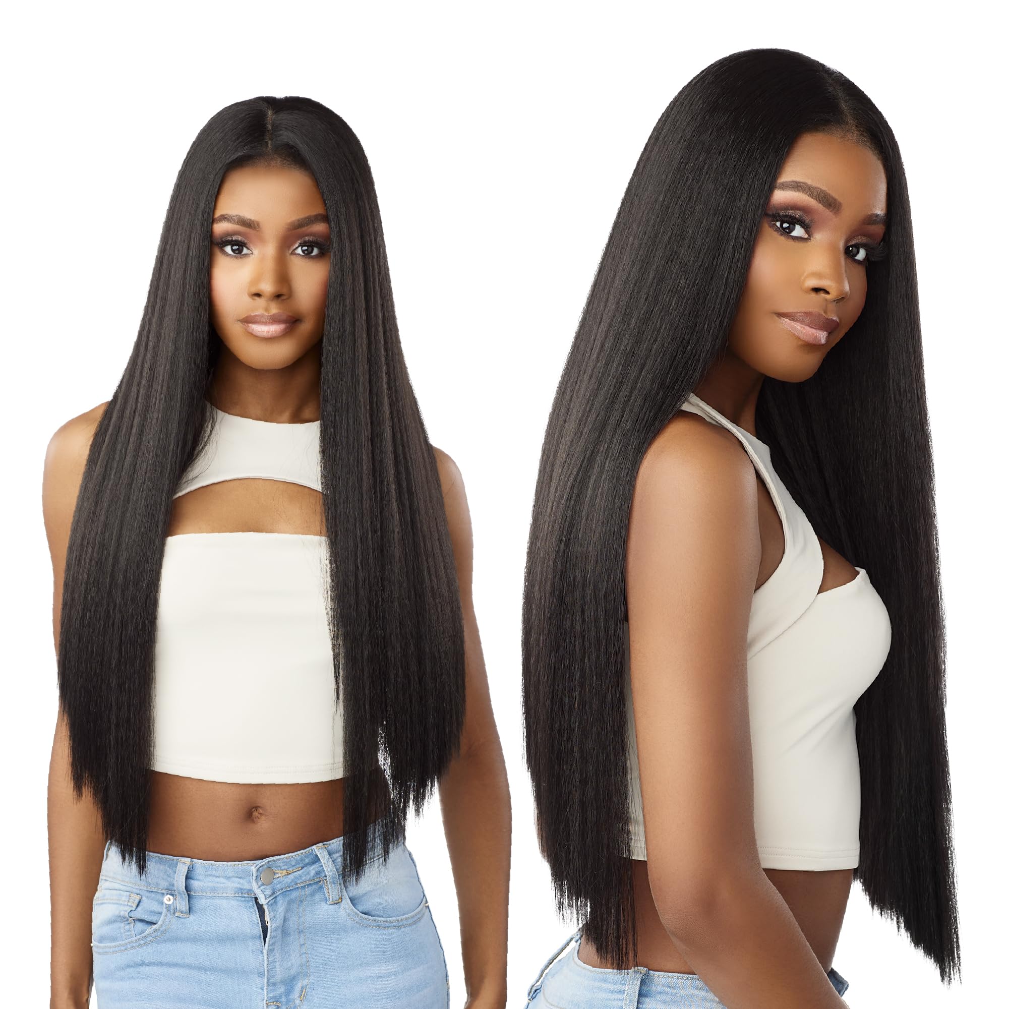 Sensationnel Curls Kinksandco Kinkyedges Wig - Kinky Silk Pressed 26 Inch 13X6 Lace Frontal Natural Kinkytexture Edged Hairline for Natural 3C to 4C
