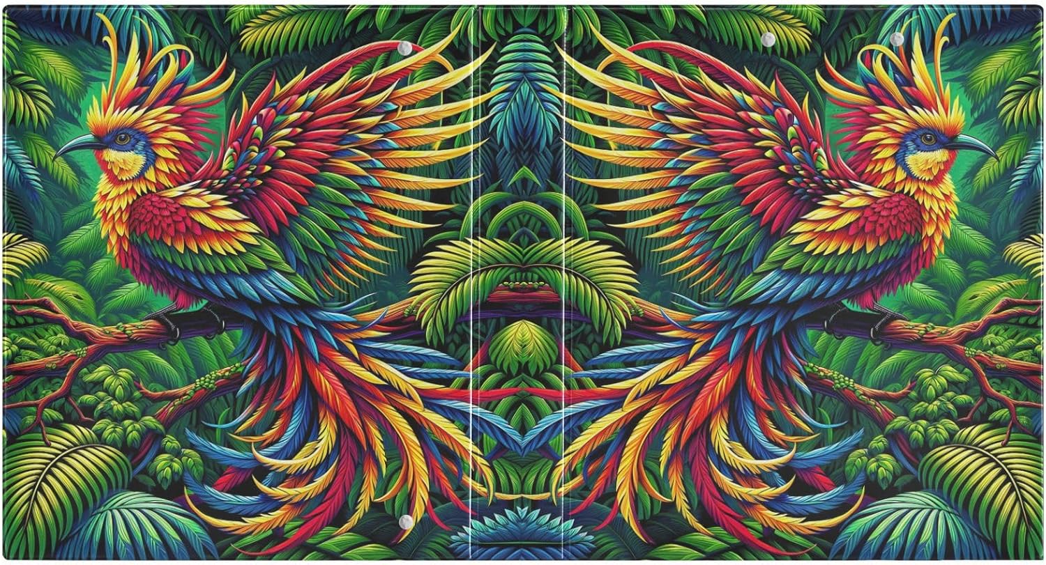 Round Ring Binders 3 Rings Binders 1-1/2 Inch with Anti-Slip Metal Clip Notebook Binder for School Supplies Vibrant Tropical Bird, 1 Pack