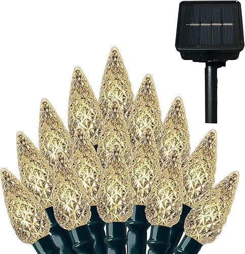 Miniatura 13 de Anycosy Guirnalda de luces de Navidad C3, 100 luces LED de fresa, funciona con energía solar, multicolor, 8 modos y temporizador para árbol de