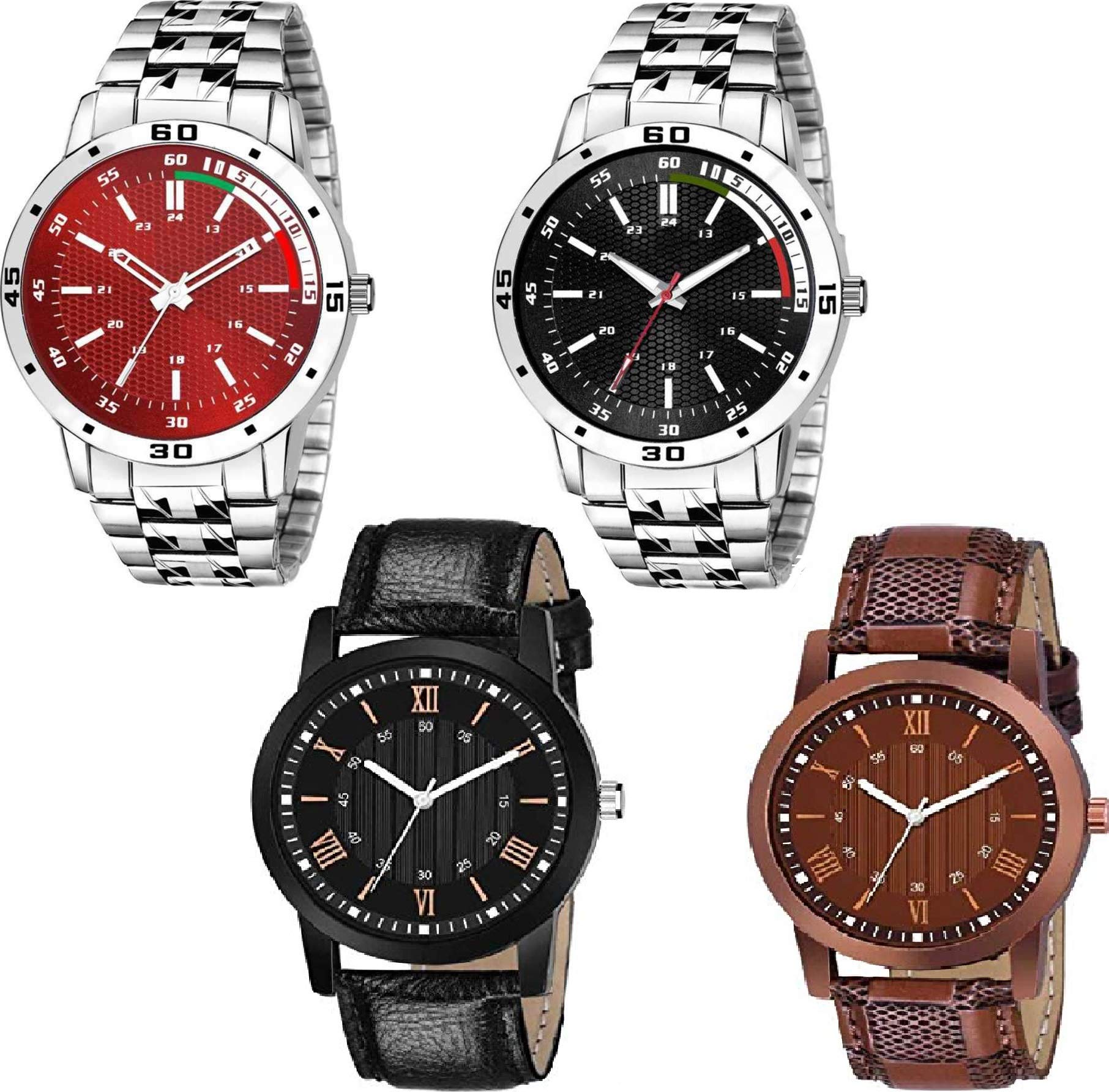 RPS FASHION WITH DEVICE OF R Analog Stainless Steel-Leather Strap with Multicolor Dial Casual Men & Boys Watch Pack of 4 (Black Red) (B0BC4F2G9D) Amazon Price History, Amazon Price Tracker