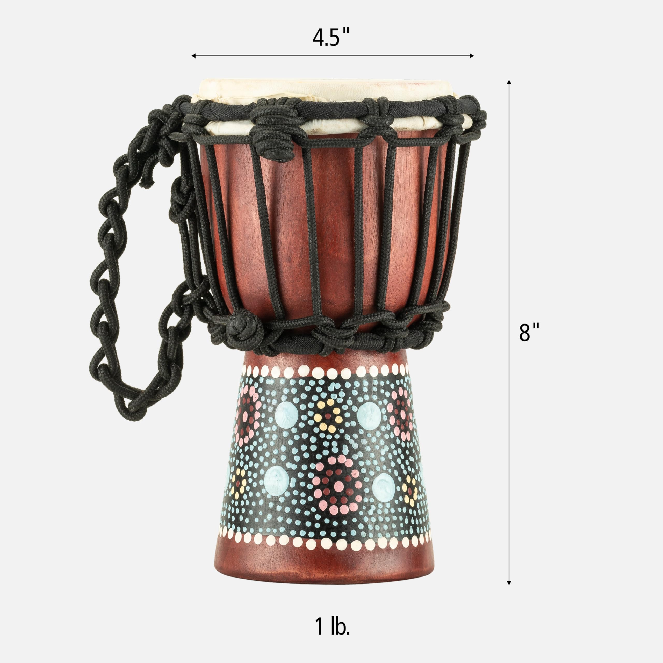 Meinl Percussion HDJ8-XXS Mini drewniana seria Djembe Headliner napięcie sznurka 11,4 cm (4,5 cala) średnica (Mini) Flower Design