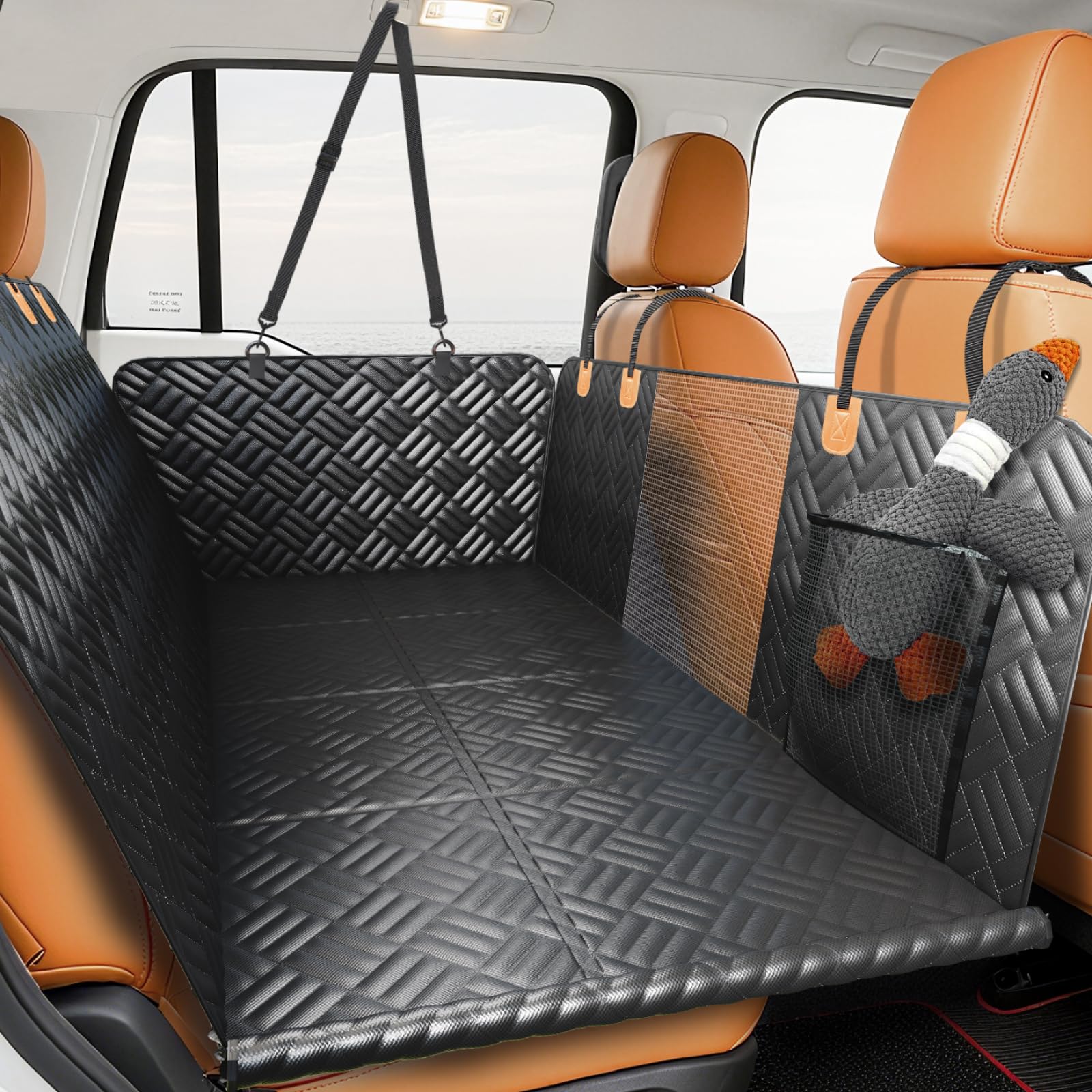 Photo 1 of PROZAR Dog Car Seat Cover for Back Seat, Hard Bottom Back Seat Extender for Dogs - Supports 400lbs, Back Seat Pet Cover, Dog Hammock for Full-Size Trucks/SUV
