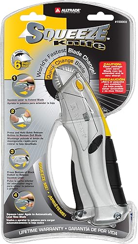 Miniatura 7 de Alltrade 150003 - Cuchillo utilitario para apretar, apriete automático, 6 cuchillas resistentes con almacenamiento, cuchillos de caja, embalaje de
