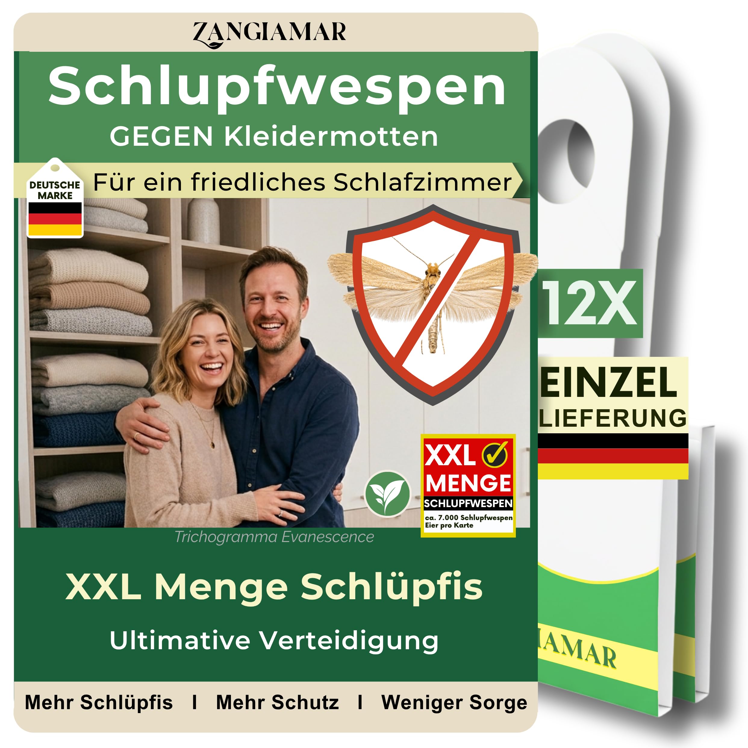 Schlupfwespen gegen Kleidermotten - XXL Menge, je 7000 Eier, 12 Karten | Schütze, was dir wichtig ist - frei von Motten und Sorgen. | Nur für kurze Zeit: 10 % Rabatt-Coupon