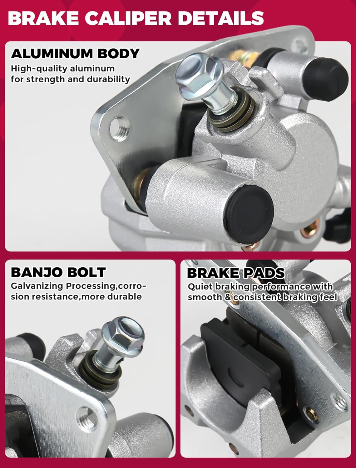 Front Brake Calipers for Yamaha Warrior 350 Big Bear 250 350 400 Grizzly 350 400 450 Kodiak 400 450 Raptor 125 350 660 Banshee 350 Bruin 350 250 Blaster 200