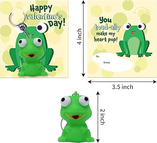 Miniatura 7 de JOYIN Paquete de 28 tarjetas de regalo para el día de San Valentín con ojos que estallan, llaveros de animales para niños, recuerdos de fiesta,