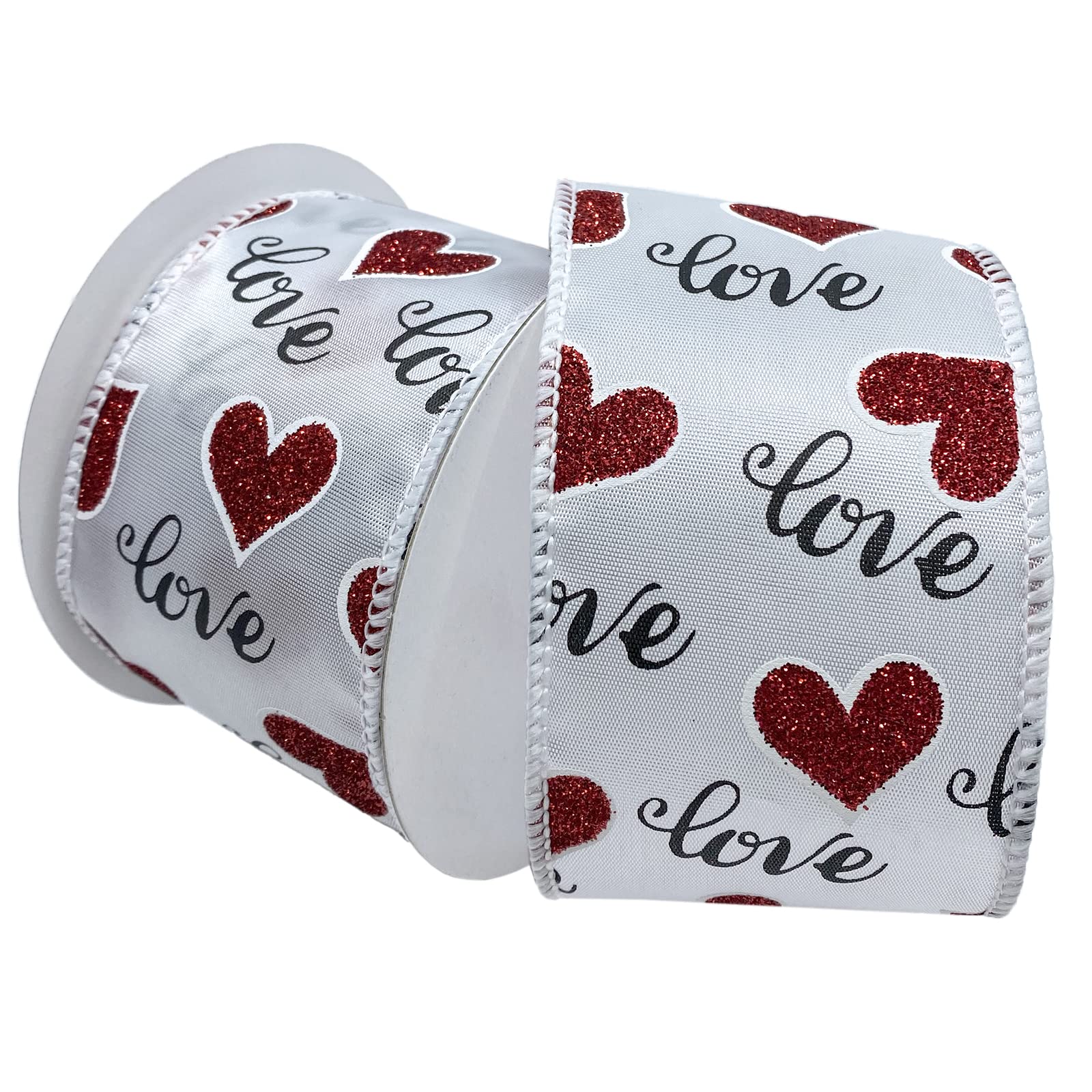 Ruban blanc rouge pour paquets cadeaux et fêtes
