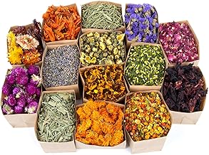 Sukh Dried Herbs Kit - Dried Botanicals Bulk,14 Bags Natural Dry Flowers and Herbs for Soap,Candle,Perfume,Bath Bombs,Resin Jewelry Making Supplies,Fragrance Sachet DIY and Witchcraft