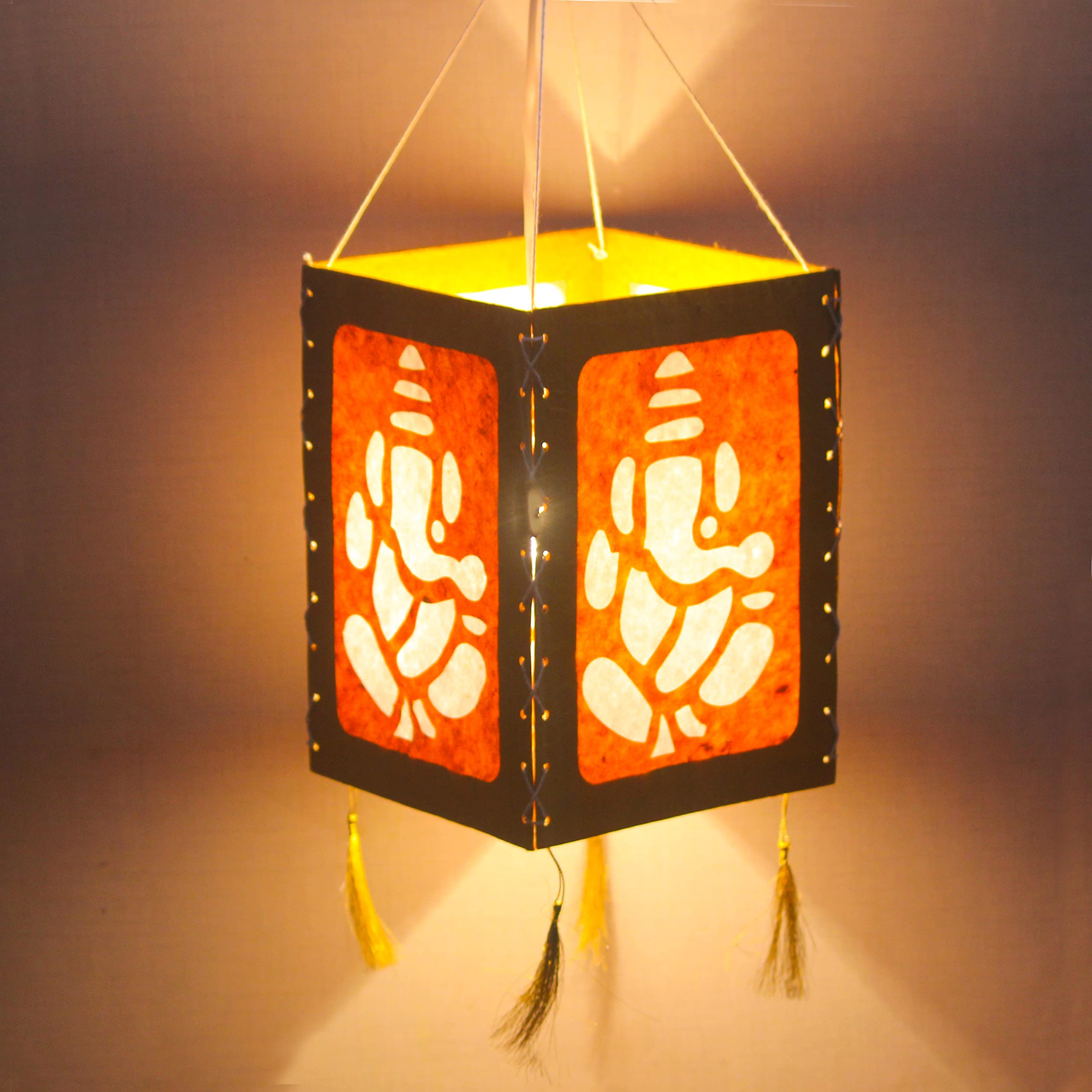 Handmade Paper Lantern - Yellow Tree Design -7 Handmade Paper Lantern - Yellow Tree Design -7