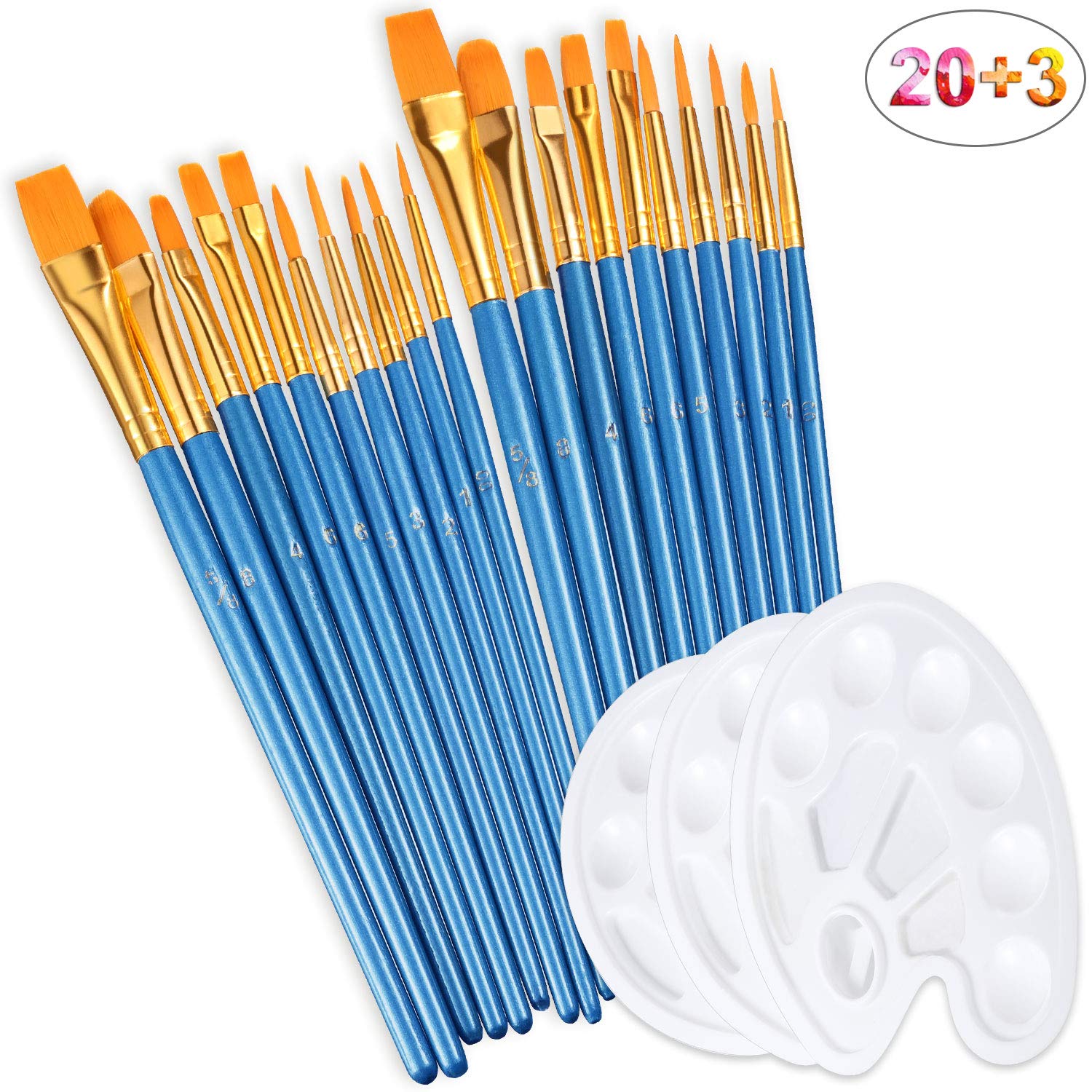 Buy 20 Pieces Paint Brushes Watercolor Fine Bright Art Paint Brush Set