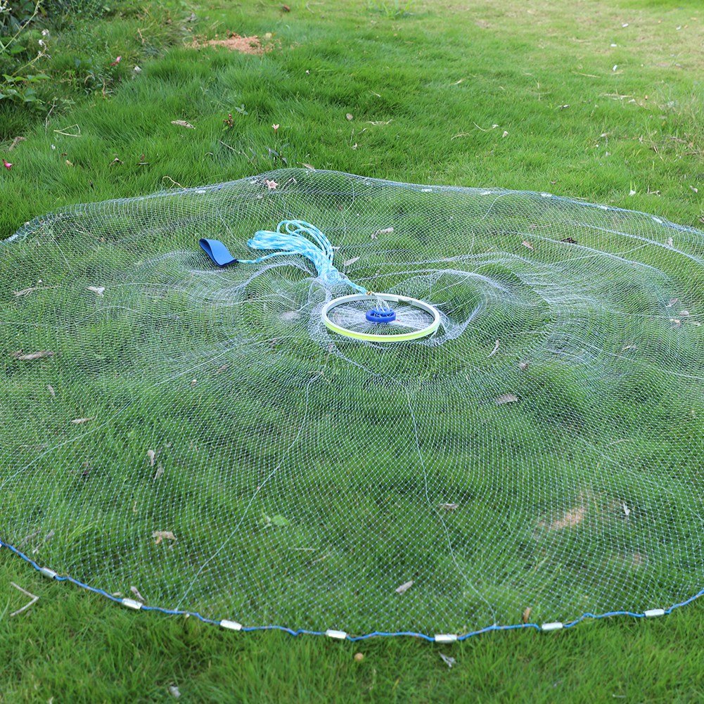 Fishing Net, Cast Hand Throw Fishing Mesh Net, Nylon Monofilament Saltwater Throw Net with Aluminum Alloy Assistant Ring, Fishing Accessories for Bait Trap Fish Outdoor : Sports & Outdoors