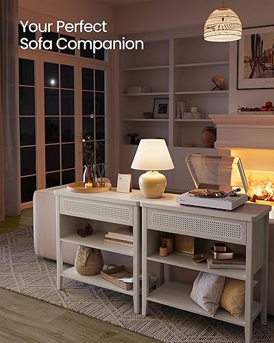 Miniatura 2 de VASAGLE Mesa consola con tomas de corriente, mesa de entrada con estante de almacenamiento, mesa de sofá con cajón, compartimento abierto, esquinas