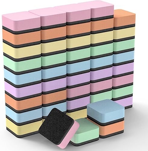 Miniatura 14 de MaxGear Paquete de 24 borradores de borrado en seco, borradores magnéticos de pizarra blanca para aula, mini almohadillas de limpieza de pizarra