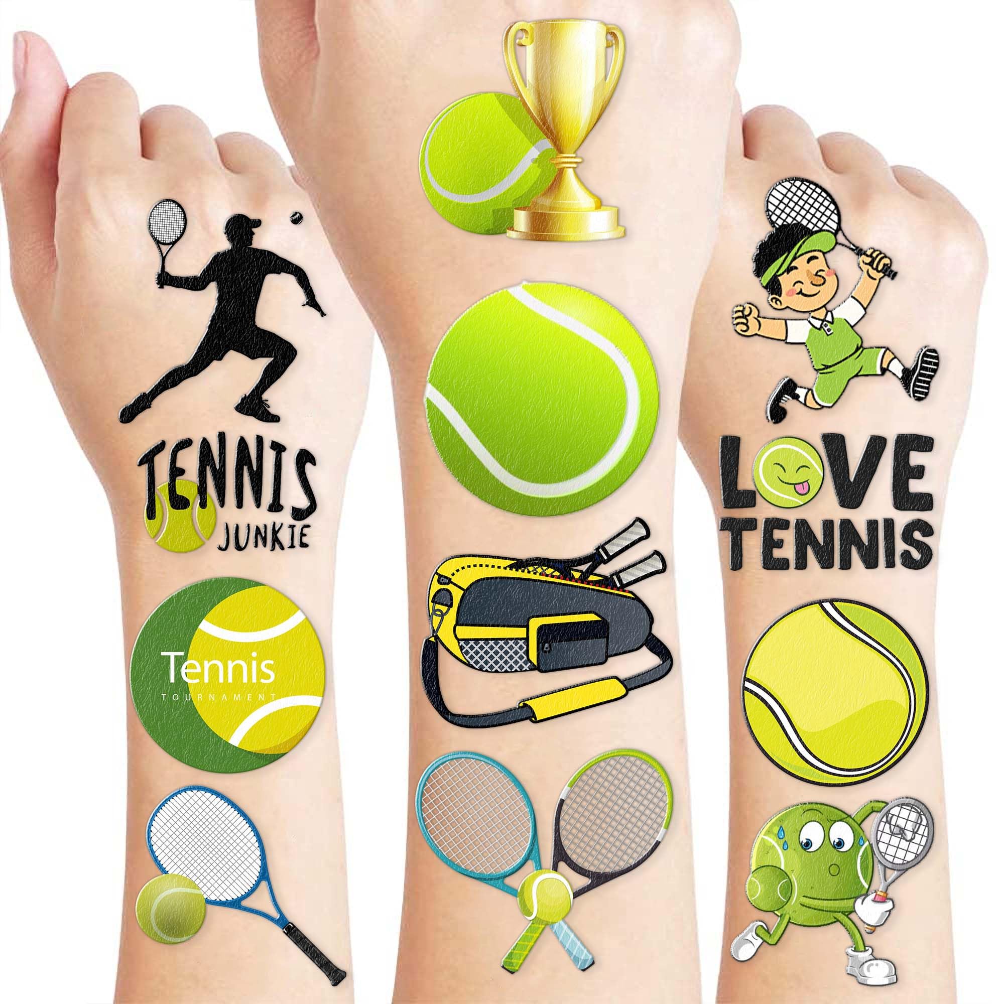 96PCS Tennis Temporary Tattoos – Sports Theme Birthday Party Favors, Tennis Ball Stickers for Kids Girls Boys Women, Coach Gifts, Classroom School