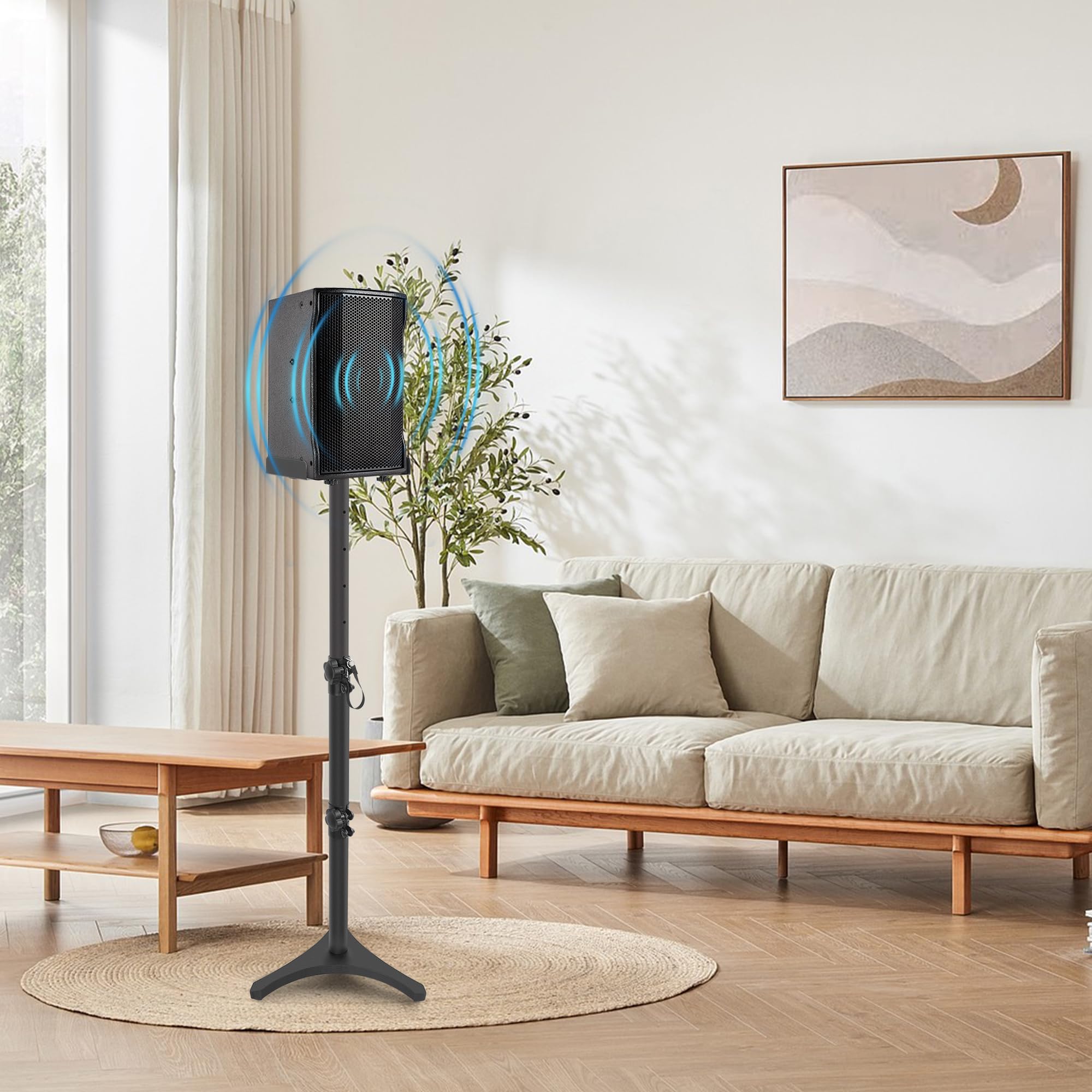 OUUTMEE Soporte de altavoz de altura ajustable entre 78 y 104 cm, soporte para altavoz de pie, ancho de la plataforma de soporte: 13,5 a 22 cm, compatible con una amplia gama de modelos de altavoces
