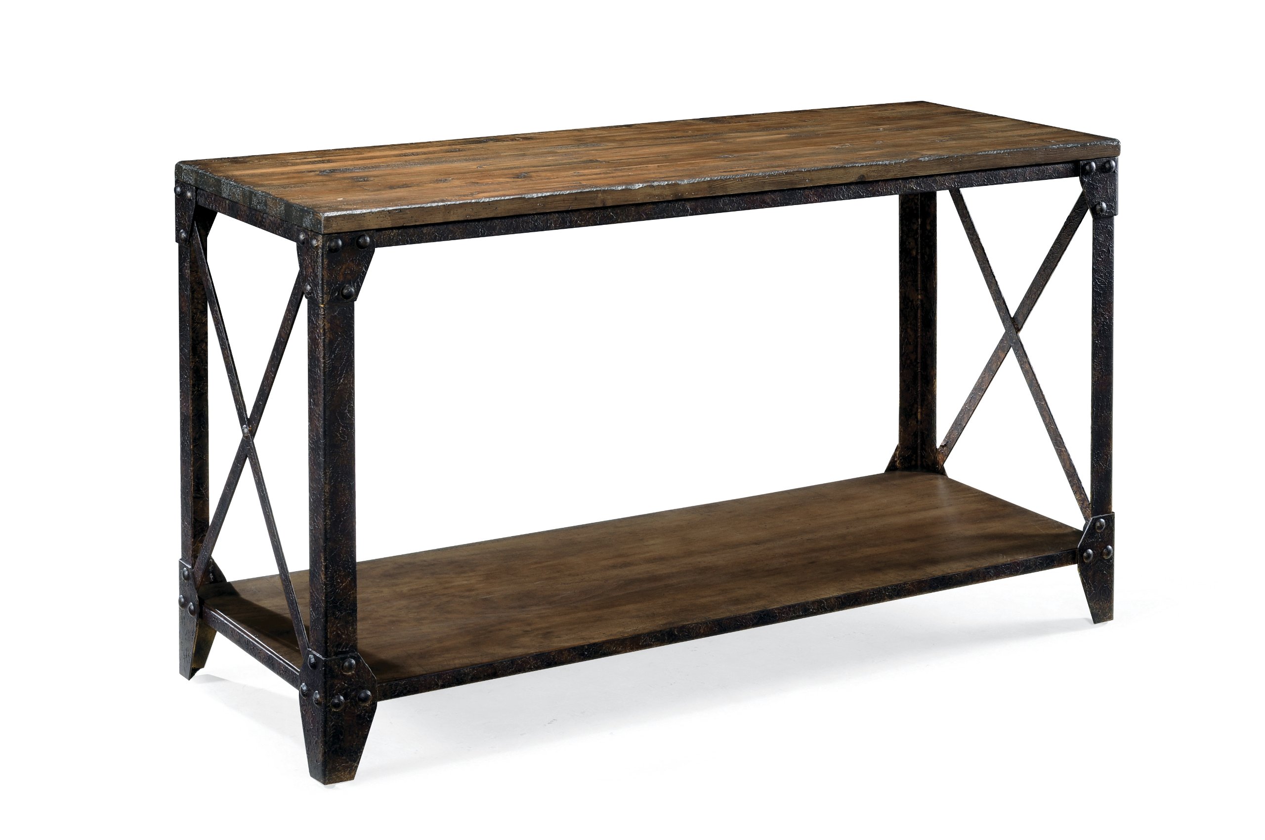 Magnussen T1755 Pinebrook Distressed Natural Pine Wood Rectangular Sofa Table