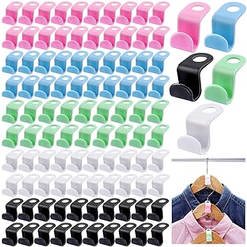 200 PCS Colorful Clothes Hanger Connector Hooks