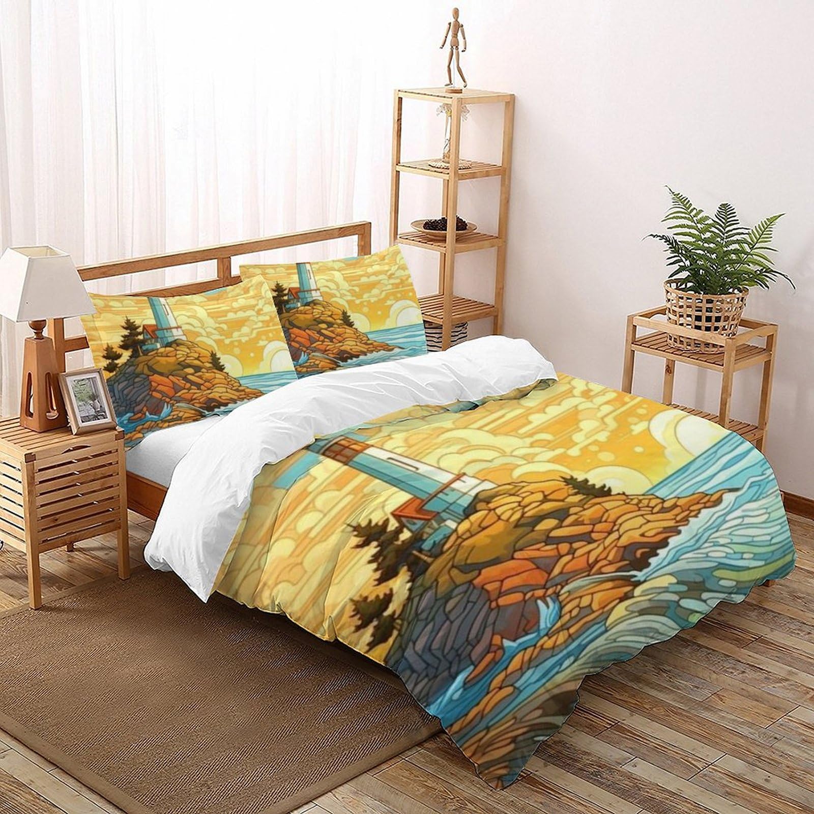 Housse de couette King paysage en microfibre 220x240 cm imprimé 3D avec fermeture éclair pour garçon