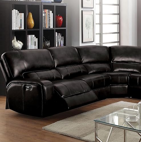 Miniatura 4 de Sofá reclinable para sala de estar, sofá biplaza de piel sintética, asiento de teatro de 5 plazas, sofá seccional reclinable manual, 127 pulgadas de