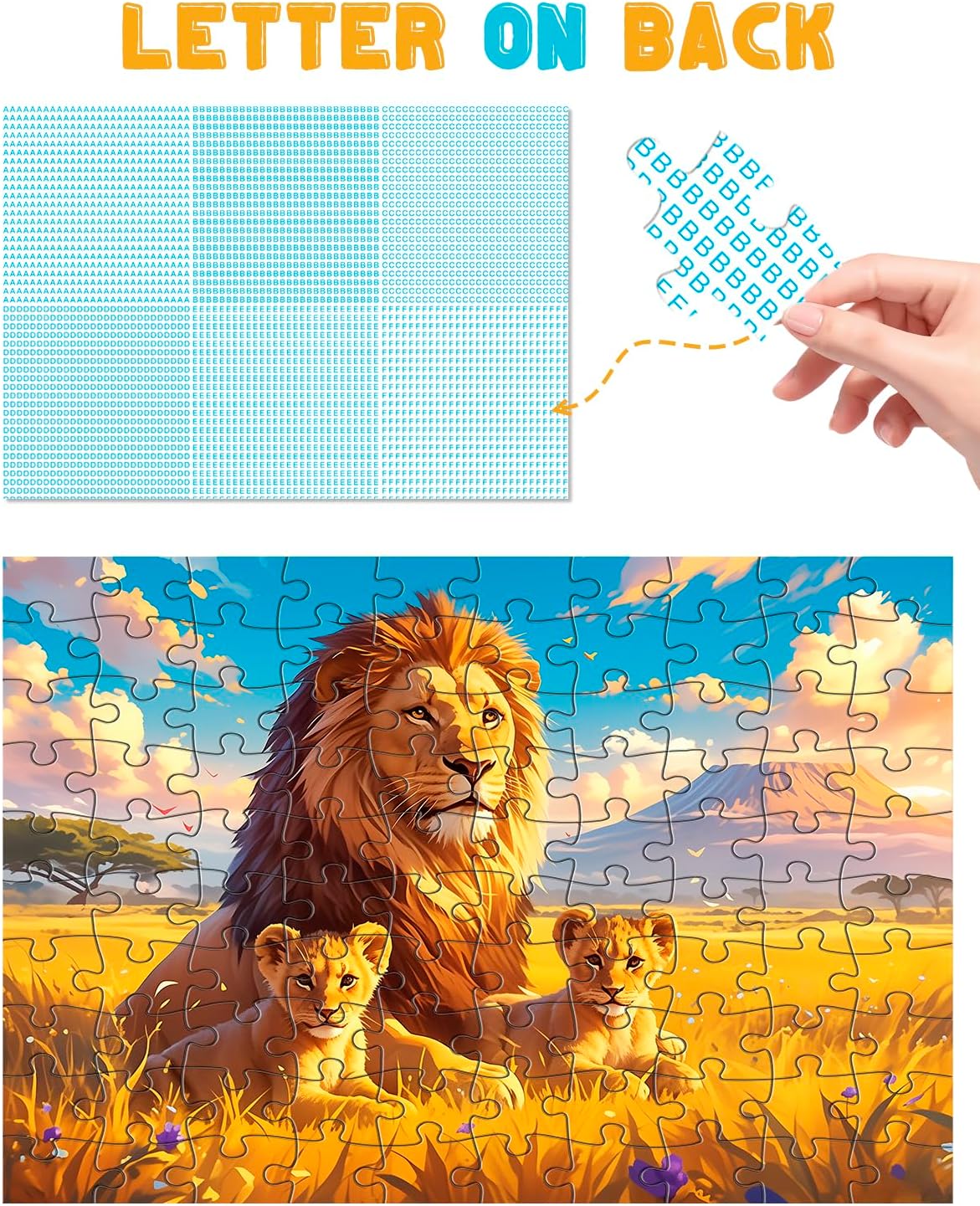 Yigney 100 Piece Puzzles for Kids - Ages 4-6 6-8 8-10 Year Old - Lions, Cats, Pandas, Tigers, Dogs, Turtles, 6-Pack Jigsaw Puzzles for Kids Learning Educational Toys for Boys and Girls