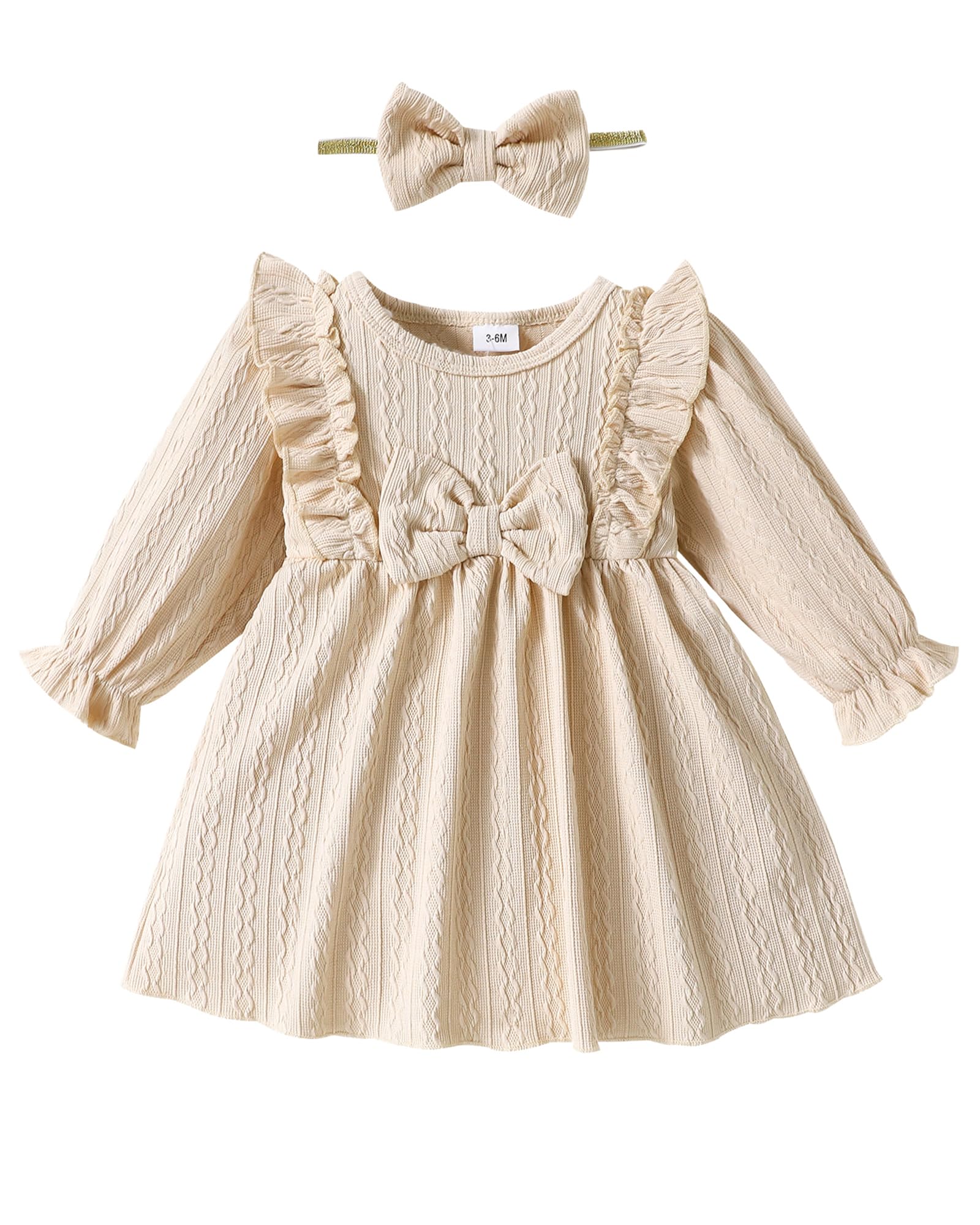 Mioglrie Baby Girl Dress Infant Fall Winter Clothes Solid Ruffle Outfits
