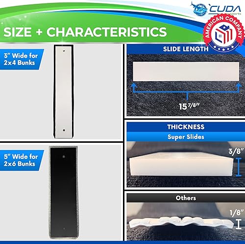 Miniatura 3 de Toboganes de literas para remolque de barco, supertoboganes blancos, 38 x 5 x 16 pulgadas, cantidad 12 unidades, superficie súper brillante,