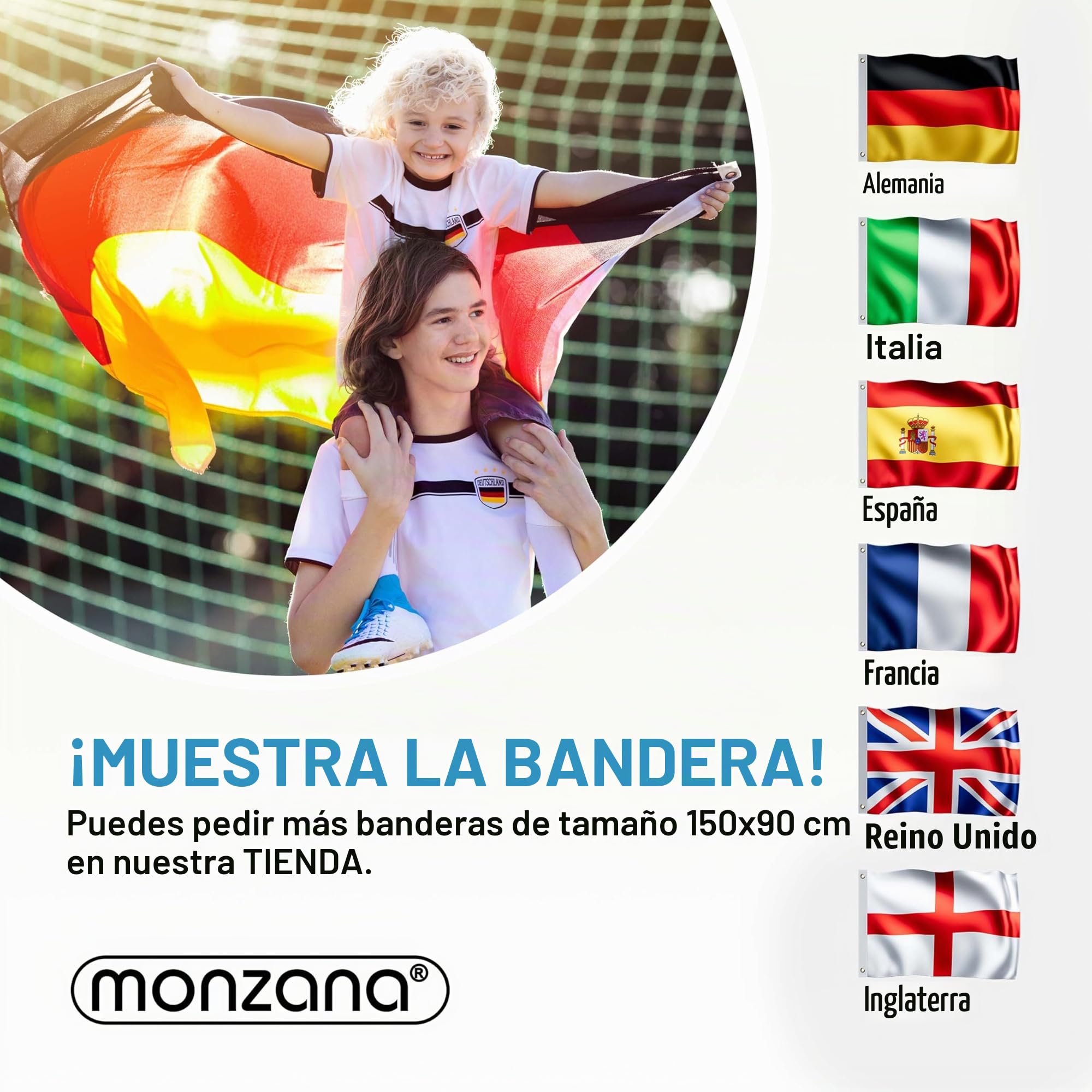 MONZANA® Asta Bandera Aluminio 6,30m Telescopica incl. Anclaje Suelo 60cm Bandera España Española