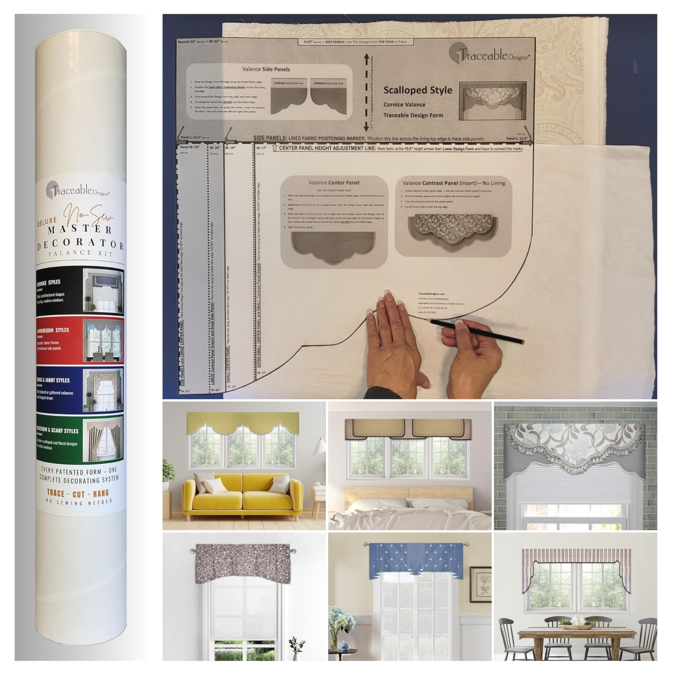 Deluxe No-Sew Master Decorator Kit | DIY Home Decor | Make Valances, Cornices, Lambrequins, Swags & Curtains, Without Using a Sewing Machine