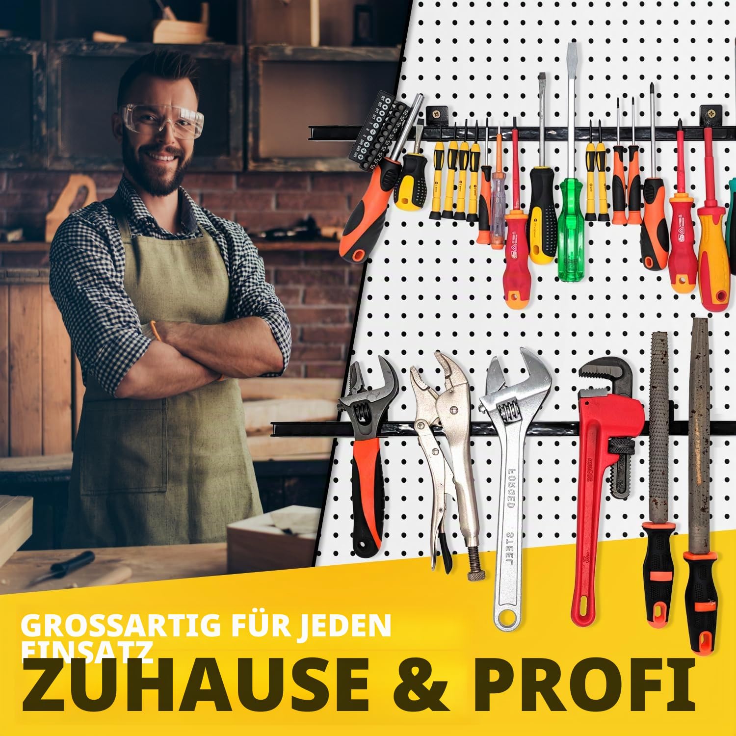 61 cm Schwerlast-werkzeughalter (Verbesserte Version) - Starke Zugkraft für Handwerkzeuge - Profi magnetleiste werkzeug - werkzeug magnetleiste Organizer aus Metall für Werkstatt & Garage.