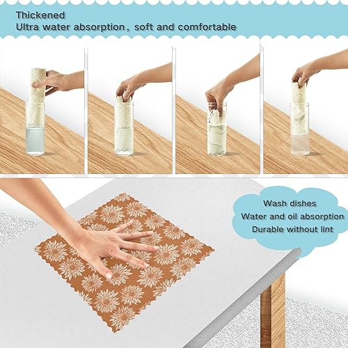 Miniatura 3 de linqin Dahlia Flowers 6 Pack Quick Dry Towels for Drying Dishes Decor Quality Tea Cup Kitchen Towels Reusable for Countertop Coffee