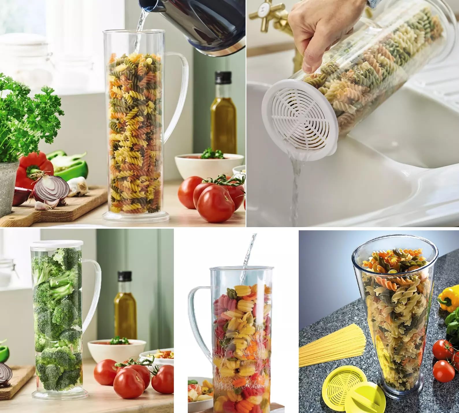Freshnewlooks Transparent Pasta Cooker Energy Saving Vegetable Or Hot Dog Cooking Jug &Thermal Lid 1.75L