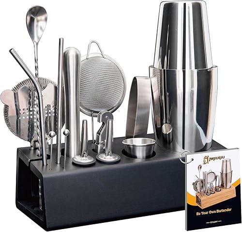 JWJIUEJIU Juego de coctelera, 15 piezas Boston Shaker Barman Kit de Barman Kit de Barman de Acero Inoxidable, Kit de Barman Profesional Juego de