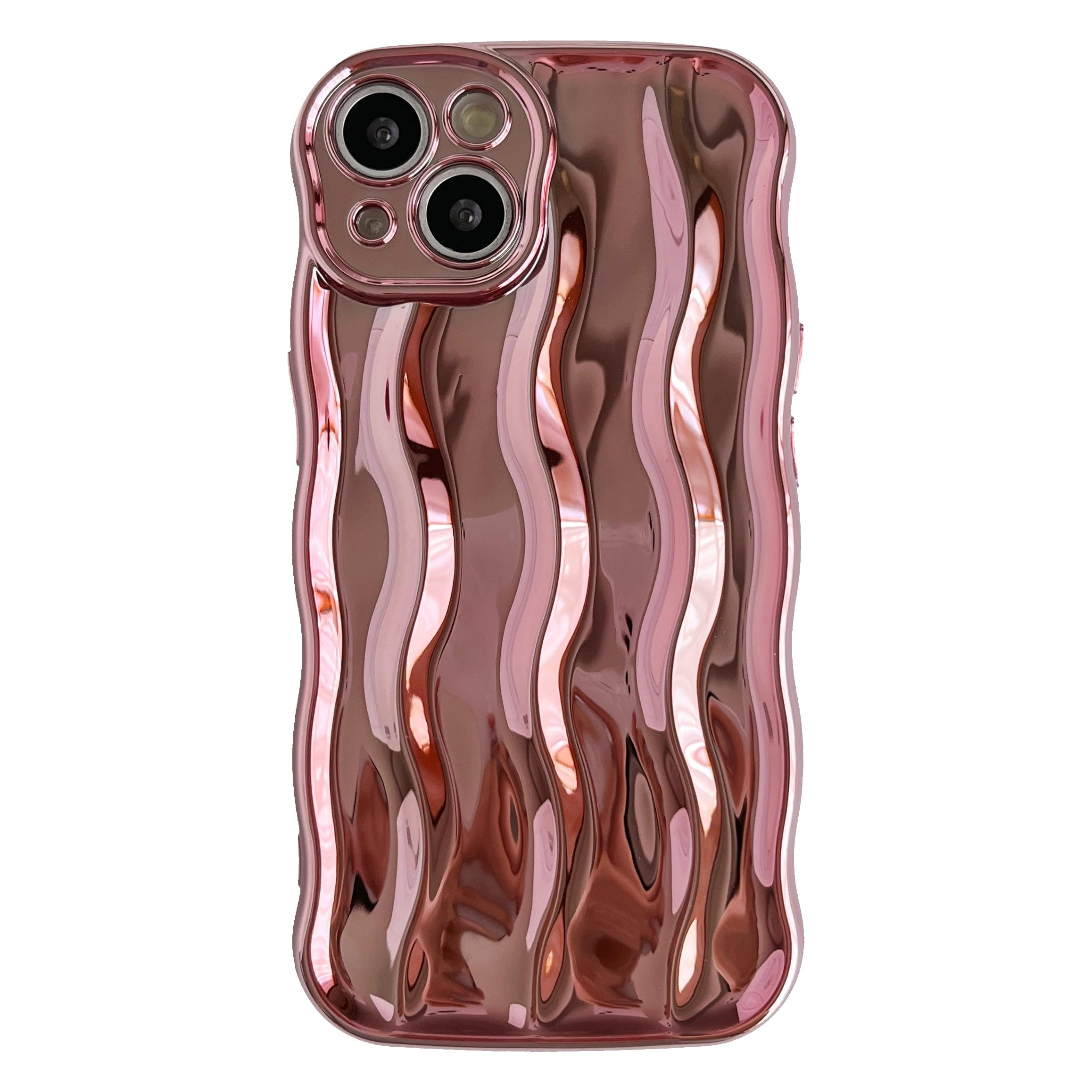 Caseative for iPhone 13 Case,Water Ripple Pattern Curly Wave Frame Soft Phone Case (Light Pink)