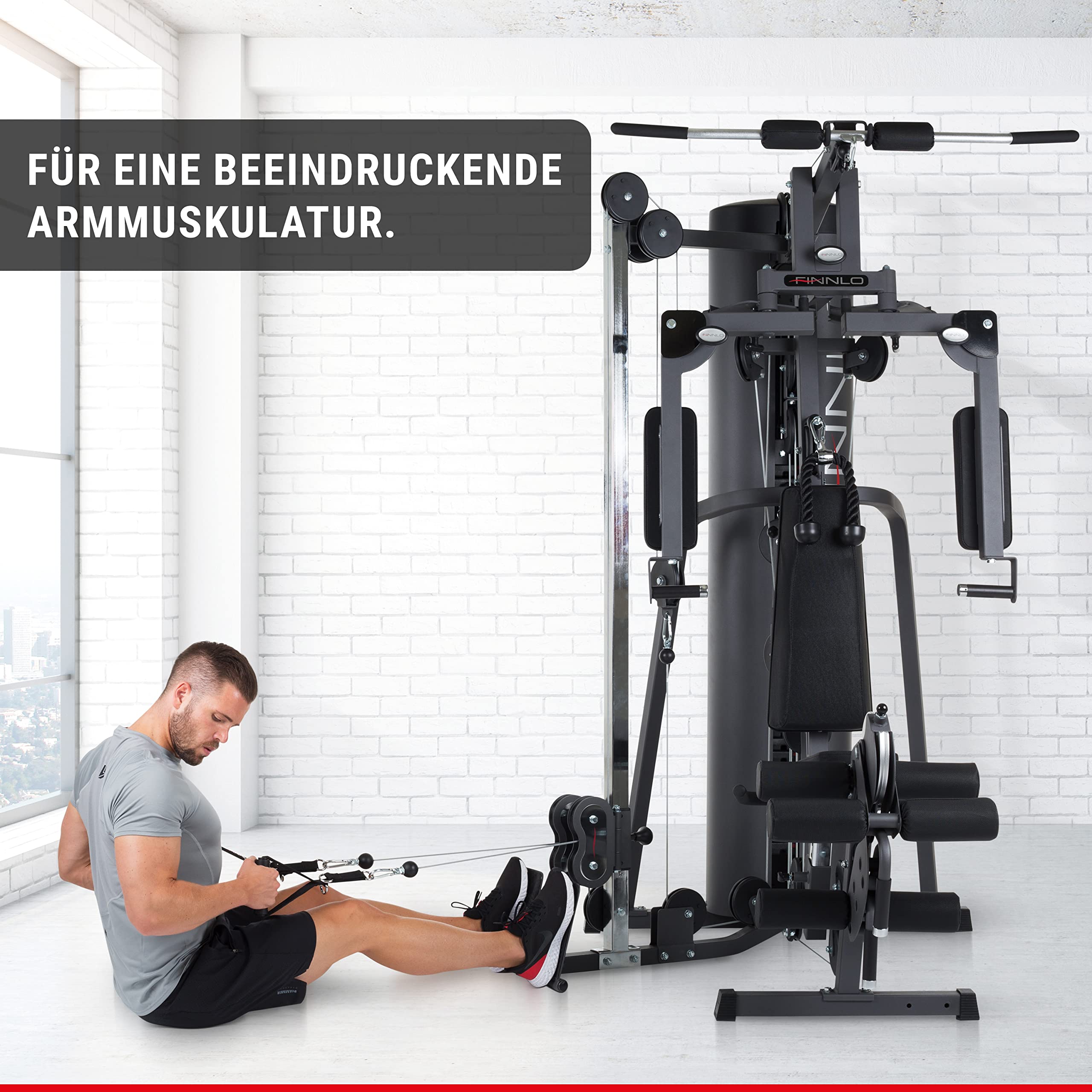 HAMMER Finnlo Kraftstation Autark 2200, Multigym, inkl. Zubehör, Fitnessstation für Zuhause, über 30 Übungen Trainingsstation Kraftstation für Zuhause