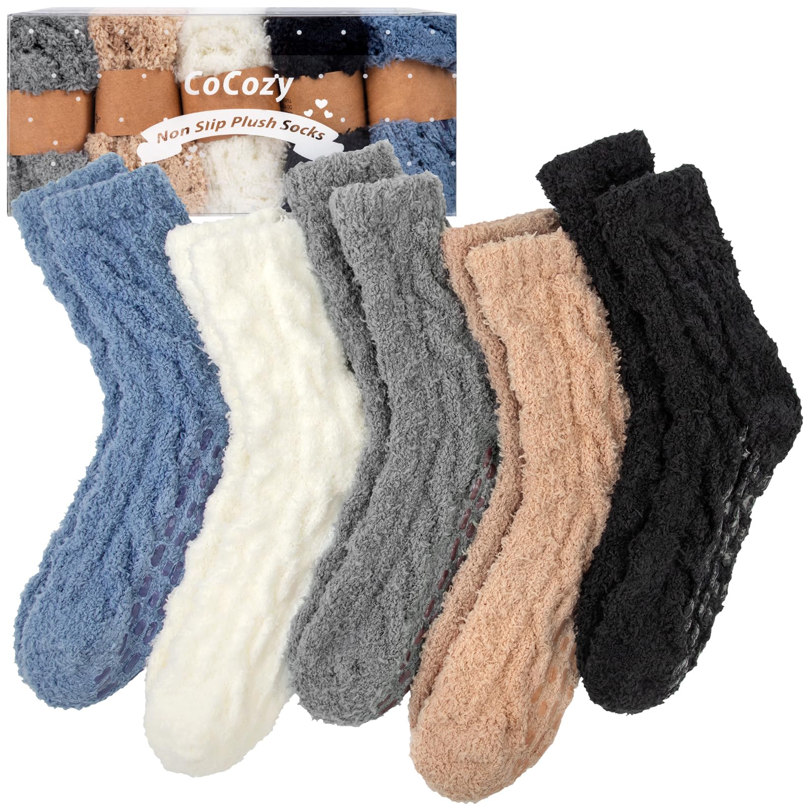 CoCozy Fuzzy Socks with Grips for Women, Cozy Fluffy Socks Gifts