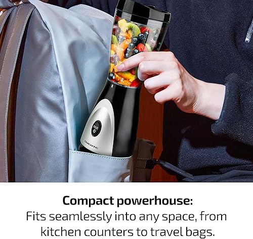 Miniatura 4 de OVENTE Licuadora personal portátil para batidos, batidos o bebidas congeladas con taza y tapa de viaje sin BPA de 13.5 onzas, cuchillas de acero