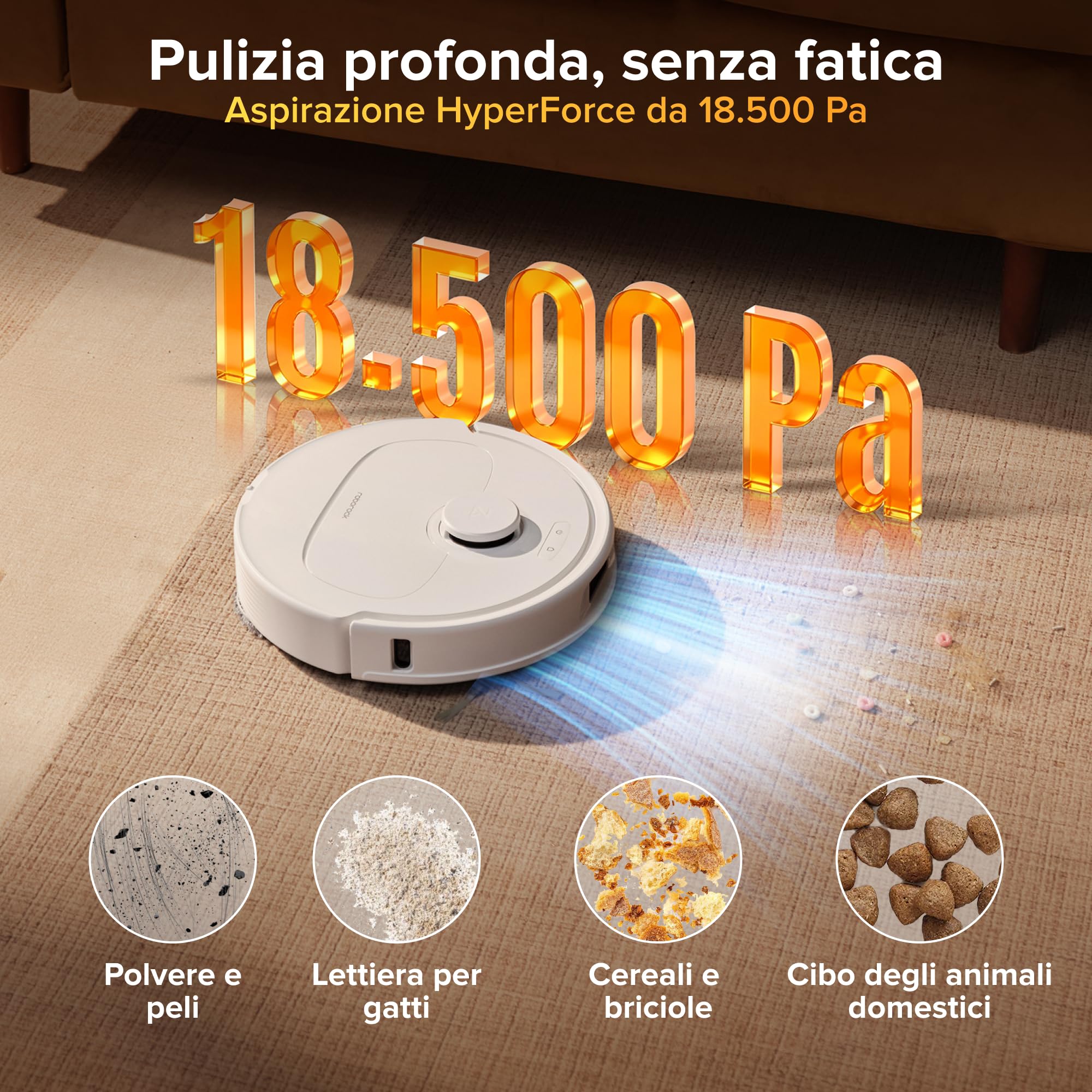 roborock Qrevo S Pro Set Robot Aspirateur Laveur 18 500 Pa, 45 °C Séchage à l’air Chaud, 75 °C Autonettoyant à Haute Température, Évitement d'obstacles et Navigation Intelligente, Anti-enchevêtrements - 2