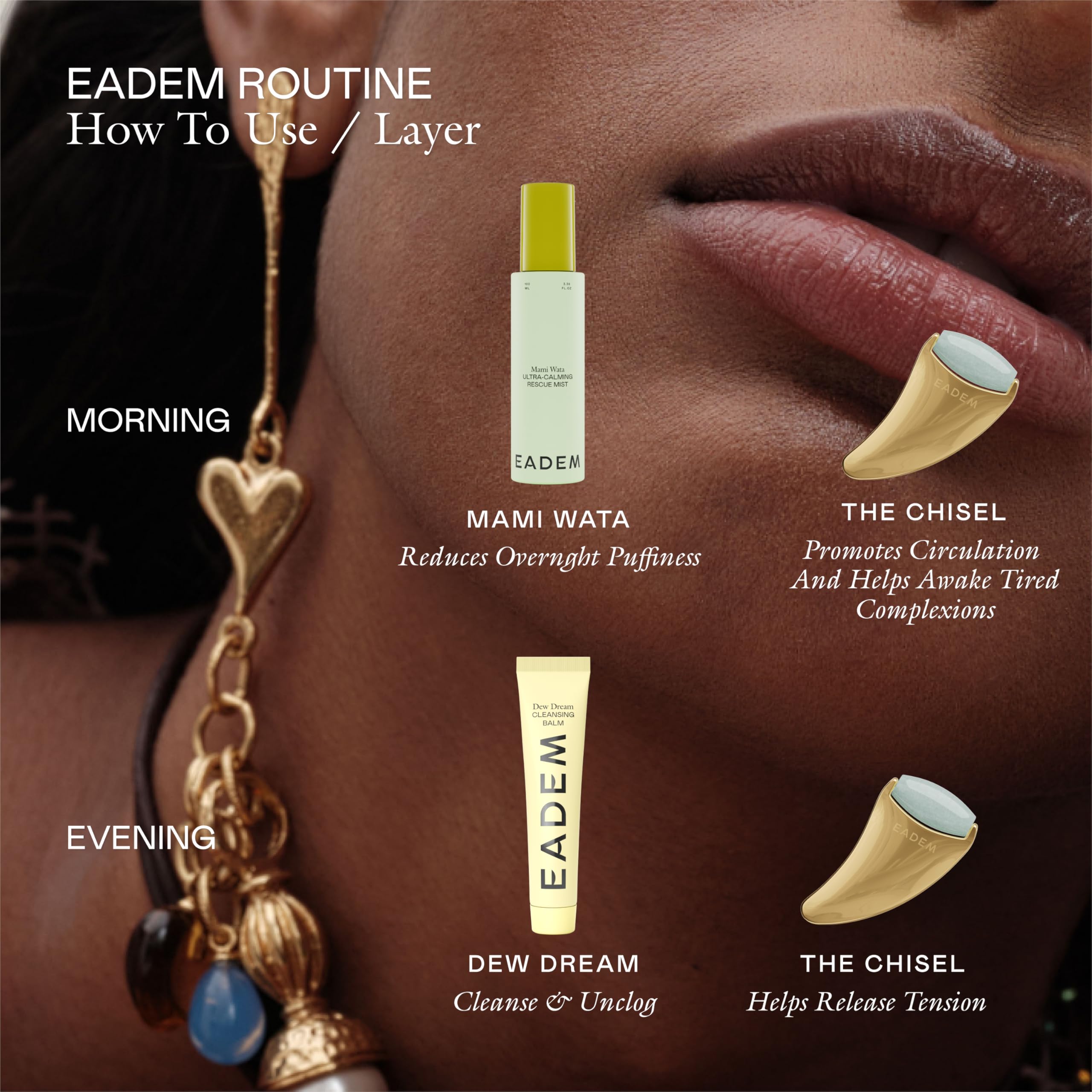 EADEM 2-in-1 Gua Sha Sculptor Tool & Cooling Jade Ice Roller for Face, Neck